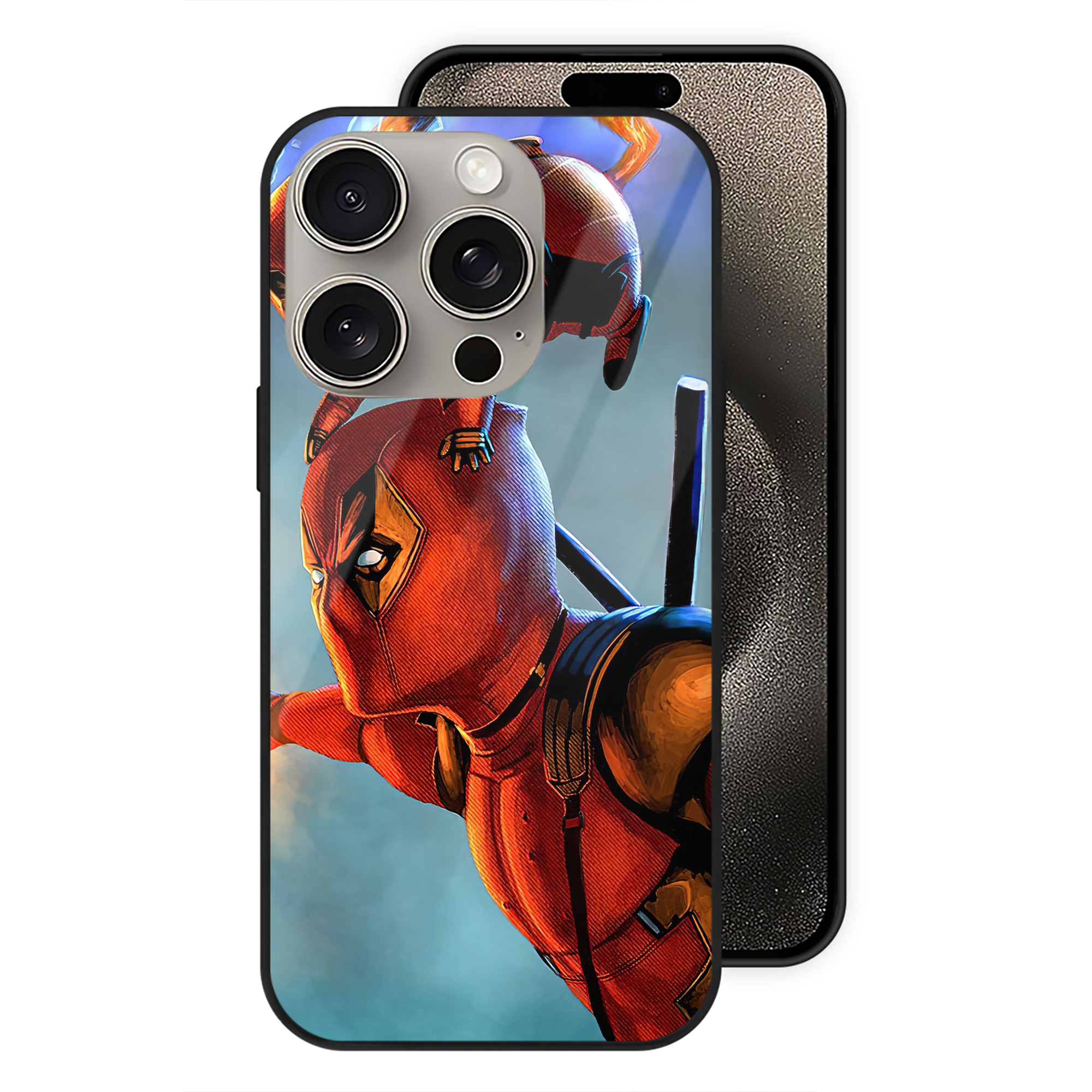 （画像用） Deadpool デッドプール 【iPhone15Pro対応】スマホケース 耐衝撃＆黄変防止 背面ガラス