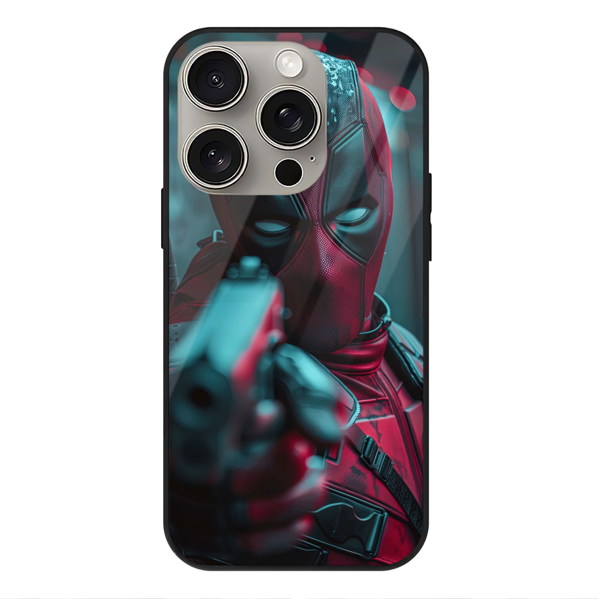 （画像用） Deadpool デッドプール 【iPhone15Pro対応】スマホケース 耐衝撃＆黄変防止 背面ガラス