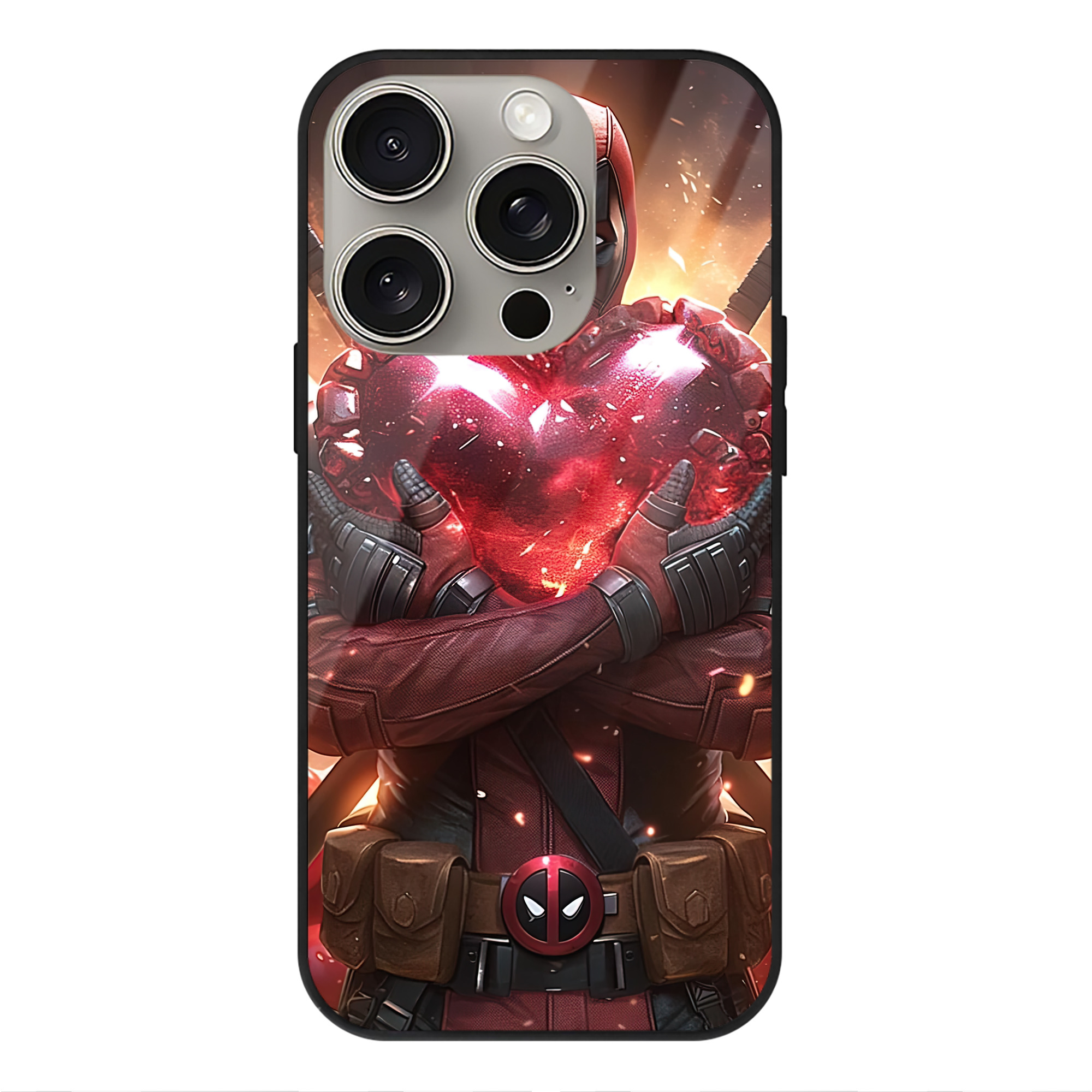 （画像用） Deadpool デッドプール 【iPhone15Pro対応】スマホケース 耐衝撃＆黄変防止 背面ガラス
