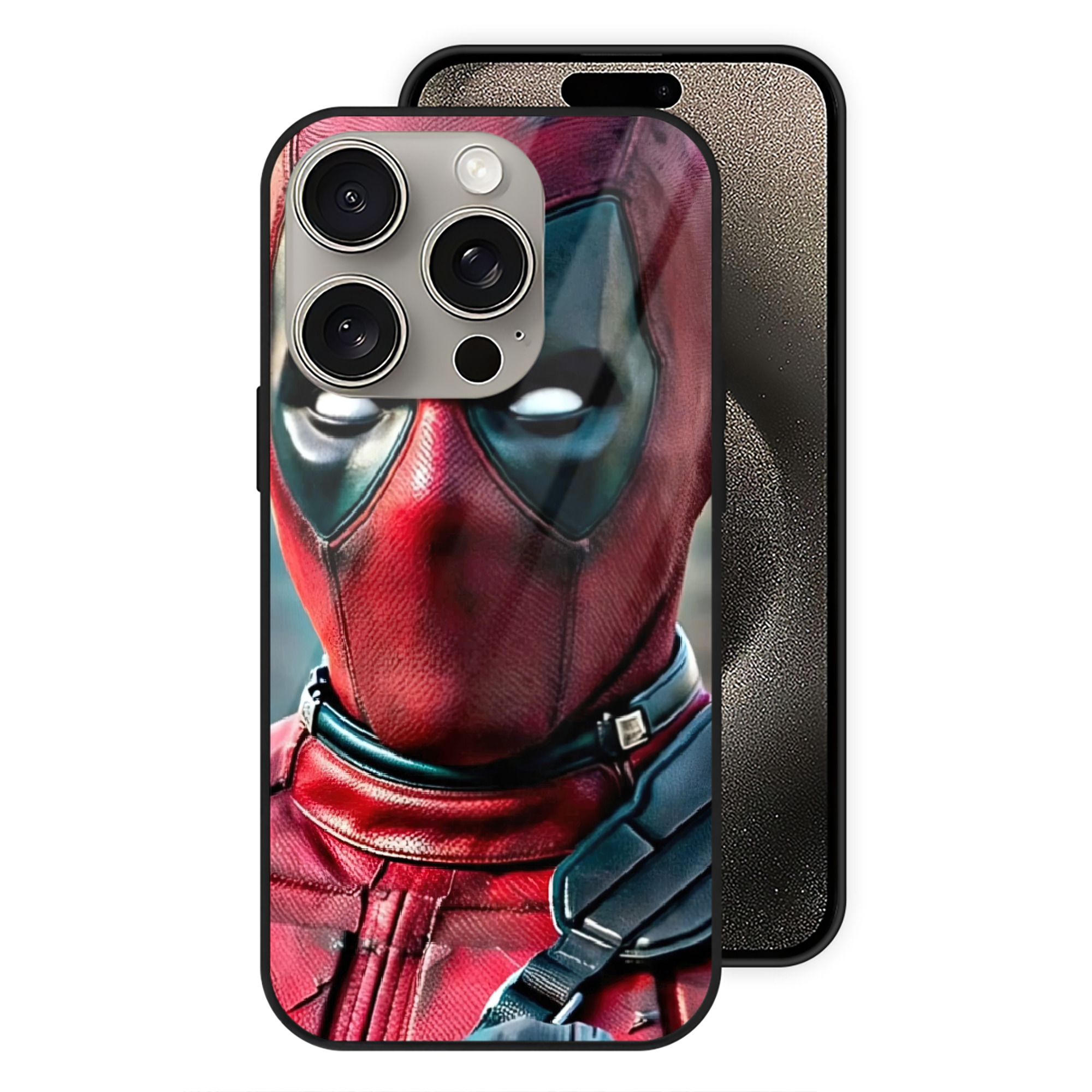 （画像用） Deadpool デッドプール 【iPhone15Pro対応】スマホケース 耐衝撃＆黄変防止 背面ガラス