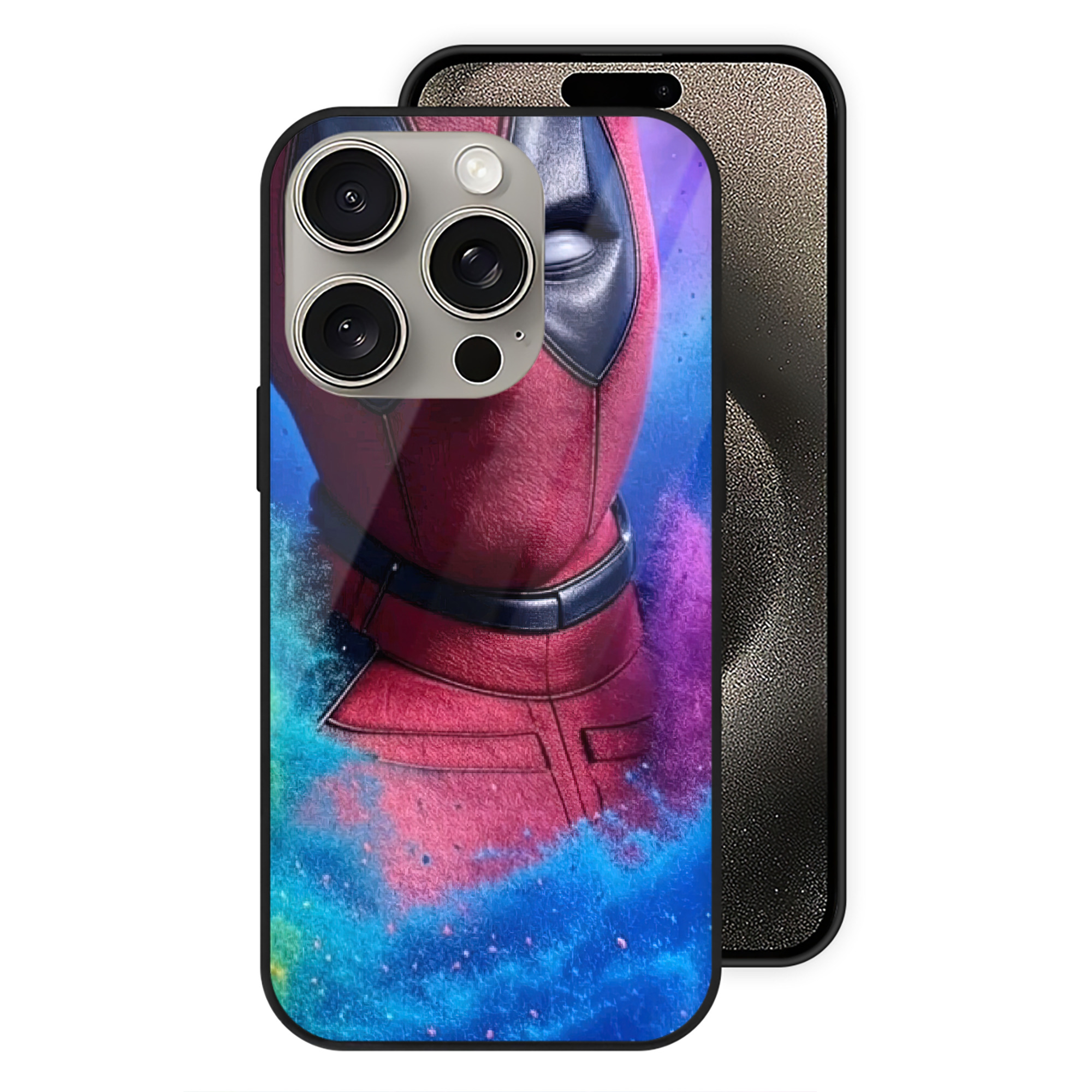 （画像用） Deadpool デッドプール 【iPhone15Pro対応】スマホケース 耐衝撃＆黄変防止 背面ガラス