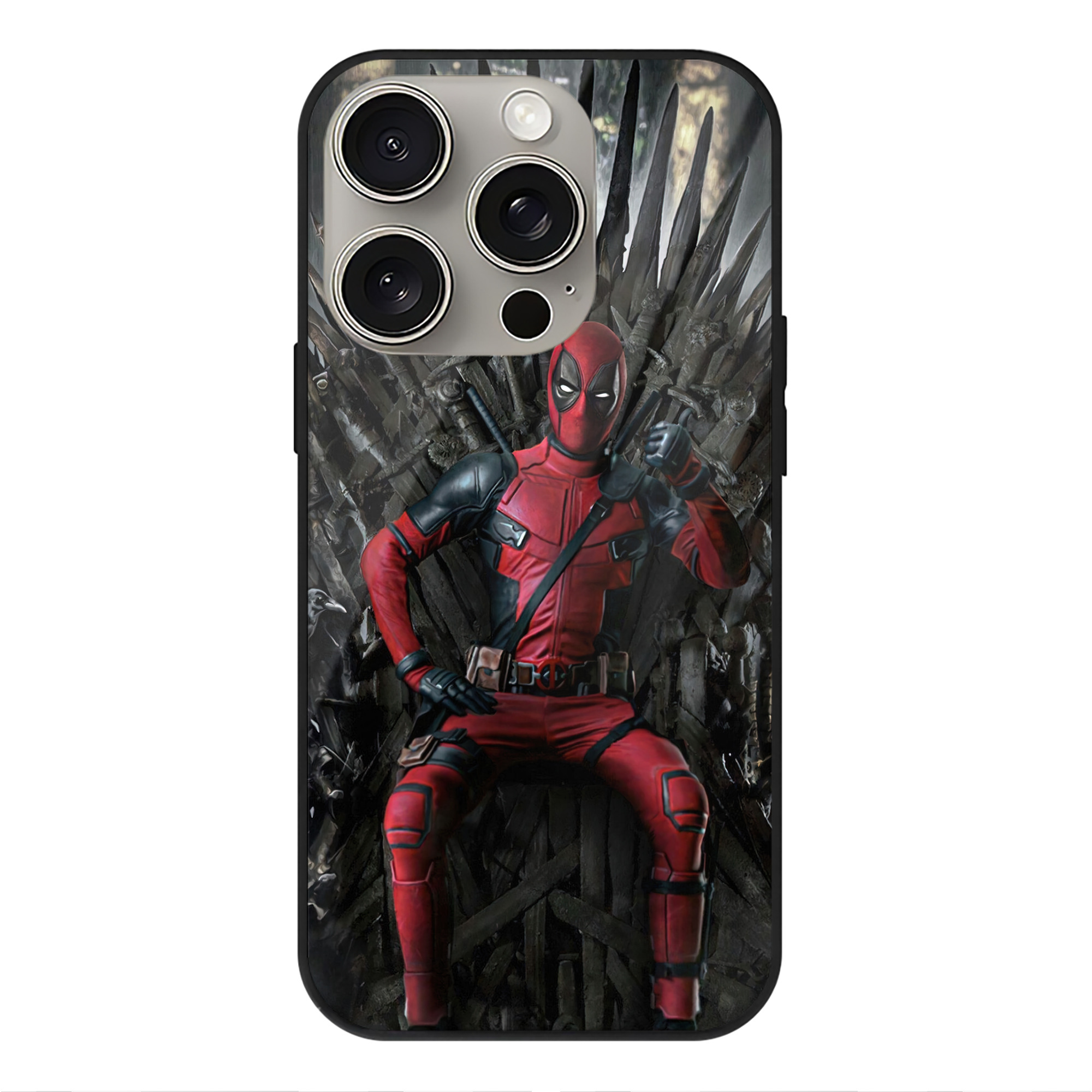 （画像用） Deadpool デッドプール 【iPhone15Pro対応】スマホケース 耐衝撃＆黄変防止 背面ガラス