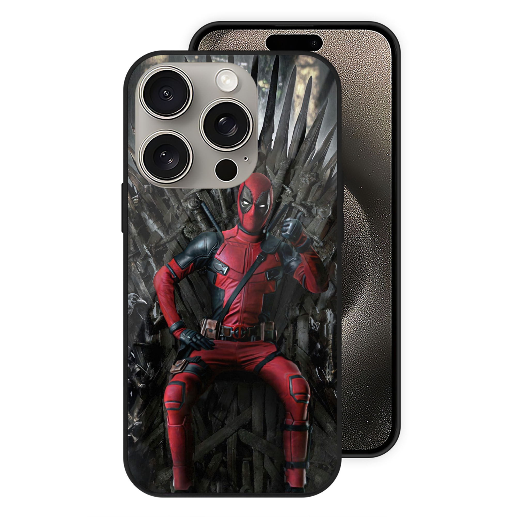 （画像用） Deadpool デッドプール 【iPhone15Pro対応】スマホケース 耐衝撃＆黄変防止 背面ガラス