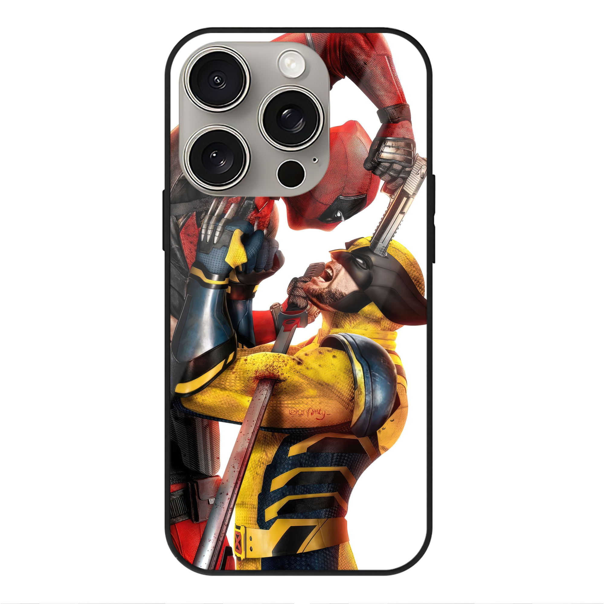 （画像用） Deadpool デッドプール 【iPhone15Pro対応】スマホケース 耐衝撃＆黄変防止 背面ガラス
