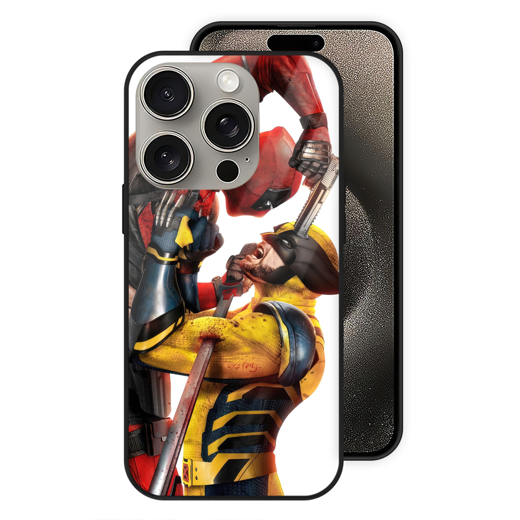 Deadpool デッドプール 【iPhone15Pro対応】スマホケース 耐衝撃＆黄変防止 背面ガラス