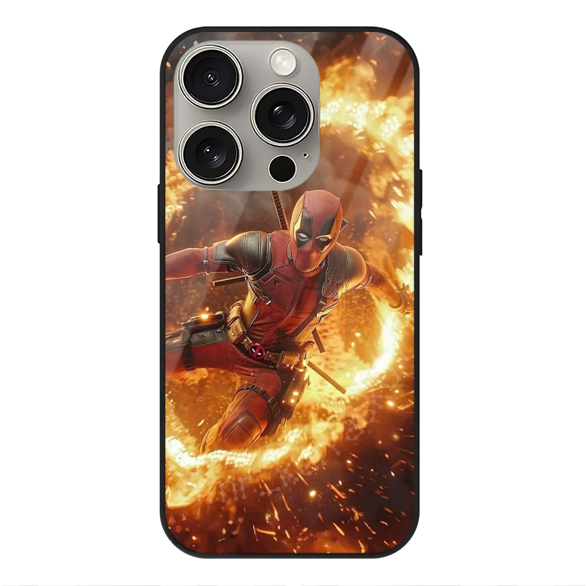 （画像用） Deadpool デッドプール 【iPhone15Pro対応】スマホケース 耐衝撃＆黄変防止 背面ガラス