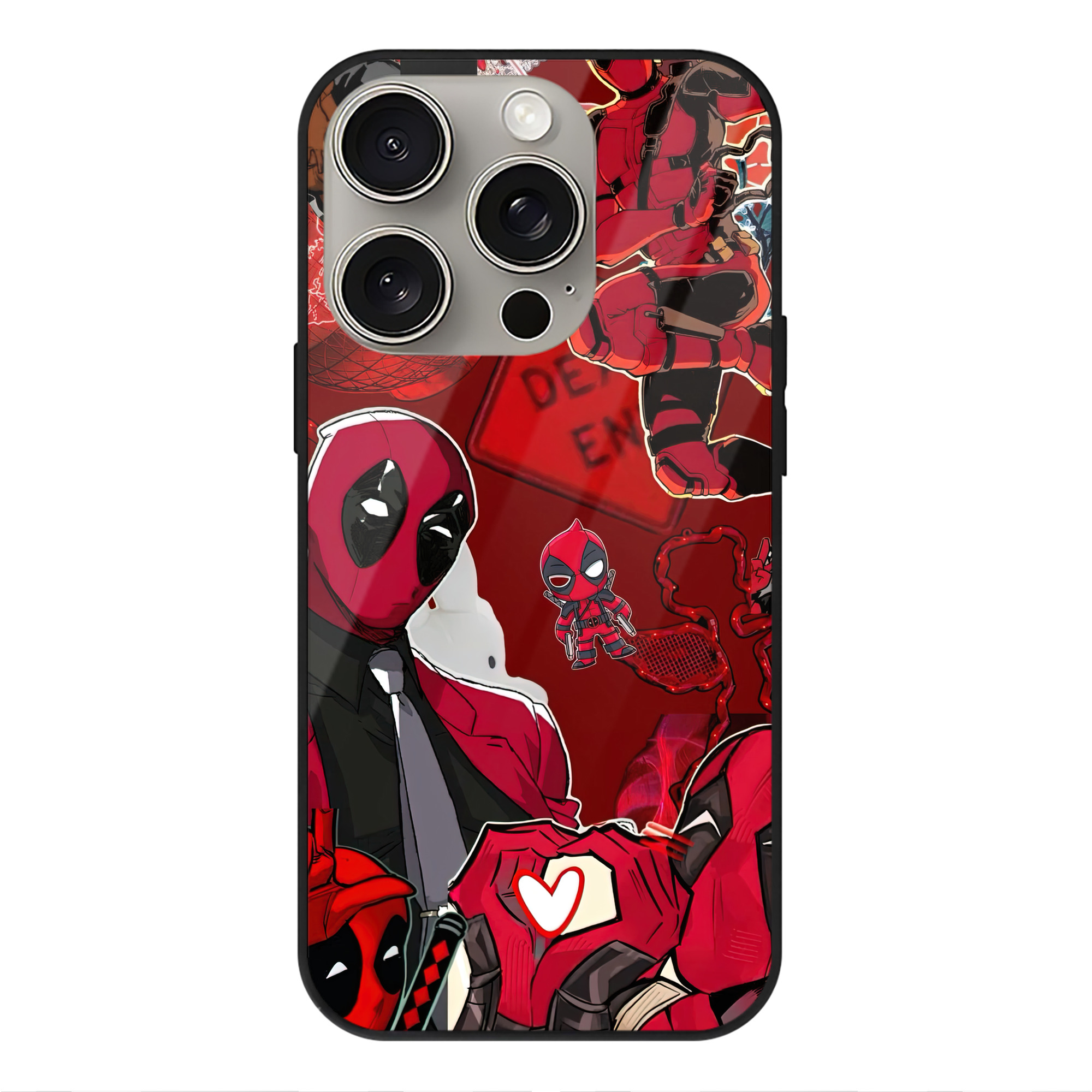 （画像用） Deadpool デッドプール 【iPhone15Pro対応】スマホケース 耐衝撃＆黄変防止 背面ガラス