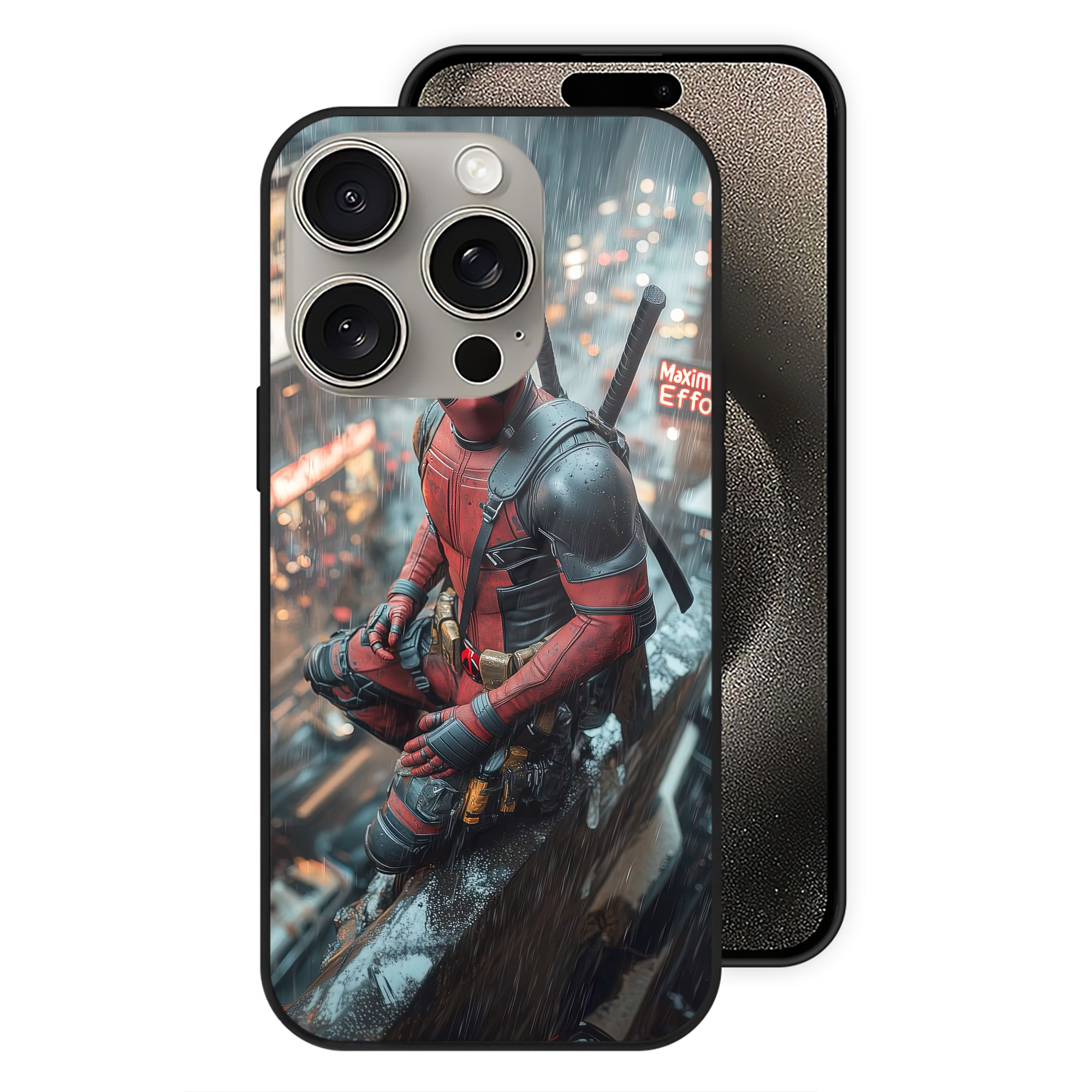 （画像用） Deadpool デッドプール 【iPhone15Pro対応】スマホケース 耐衝撃＆黄変防止 背面ガラス