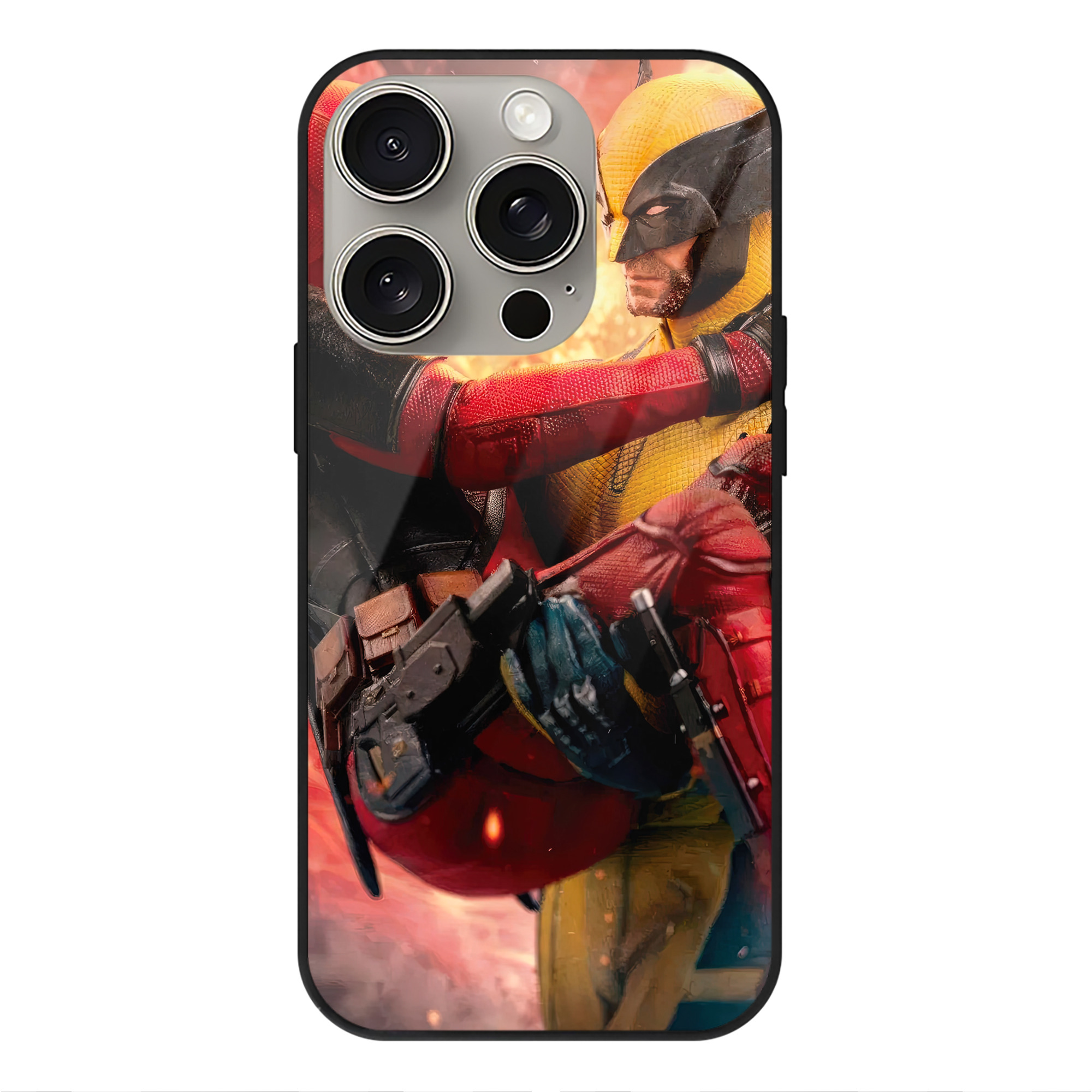 （画像用） Deadpool デッドプール 【iPhone15Pro対応】スマホケース 耐衝撃＆黄変防止 背面ガラス