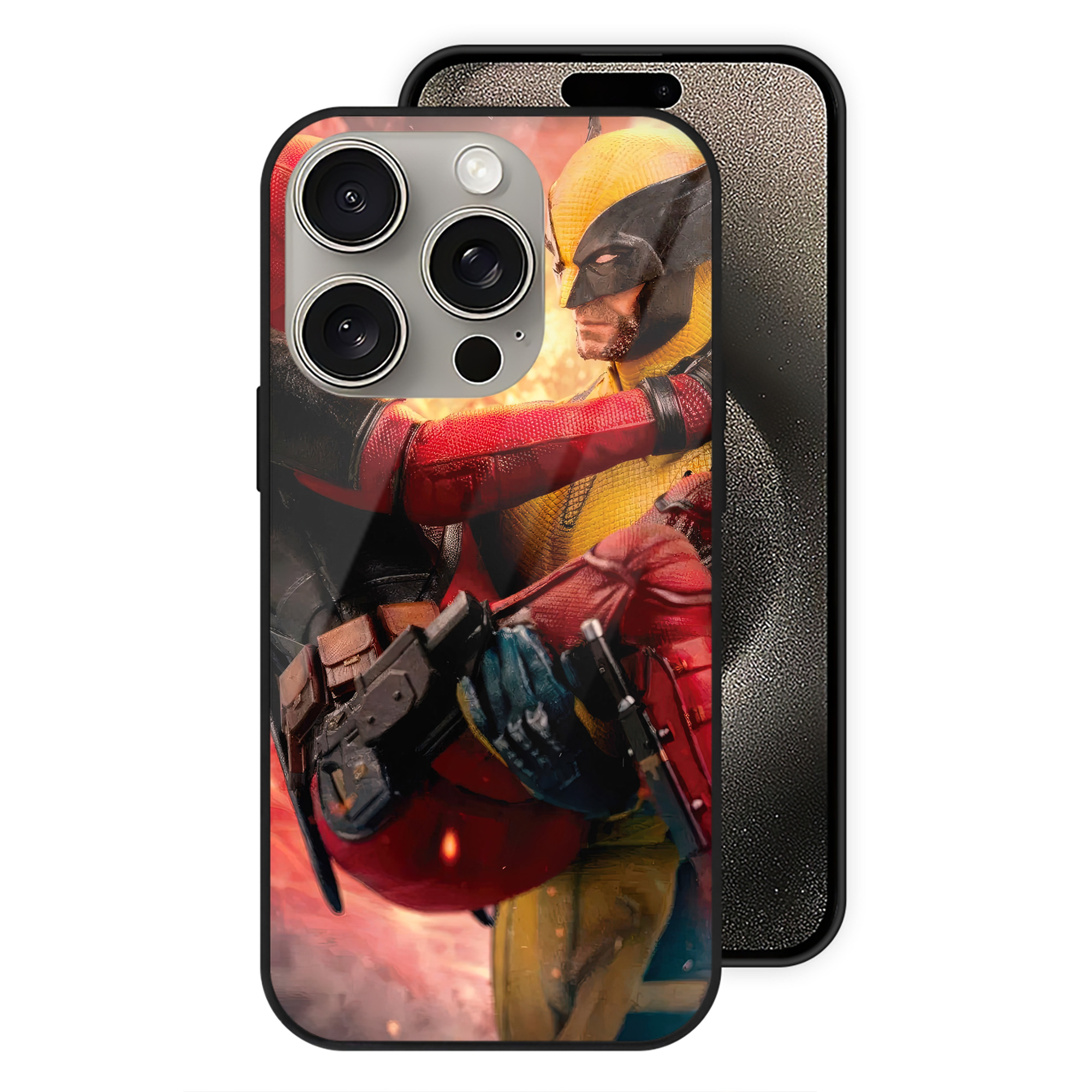 （画像用） Deadpool デッドプール 【iPhone15Pro対応】スマホケース 耐衝撃＆黄変防止 背面ガラス