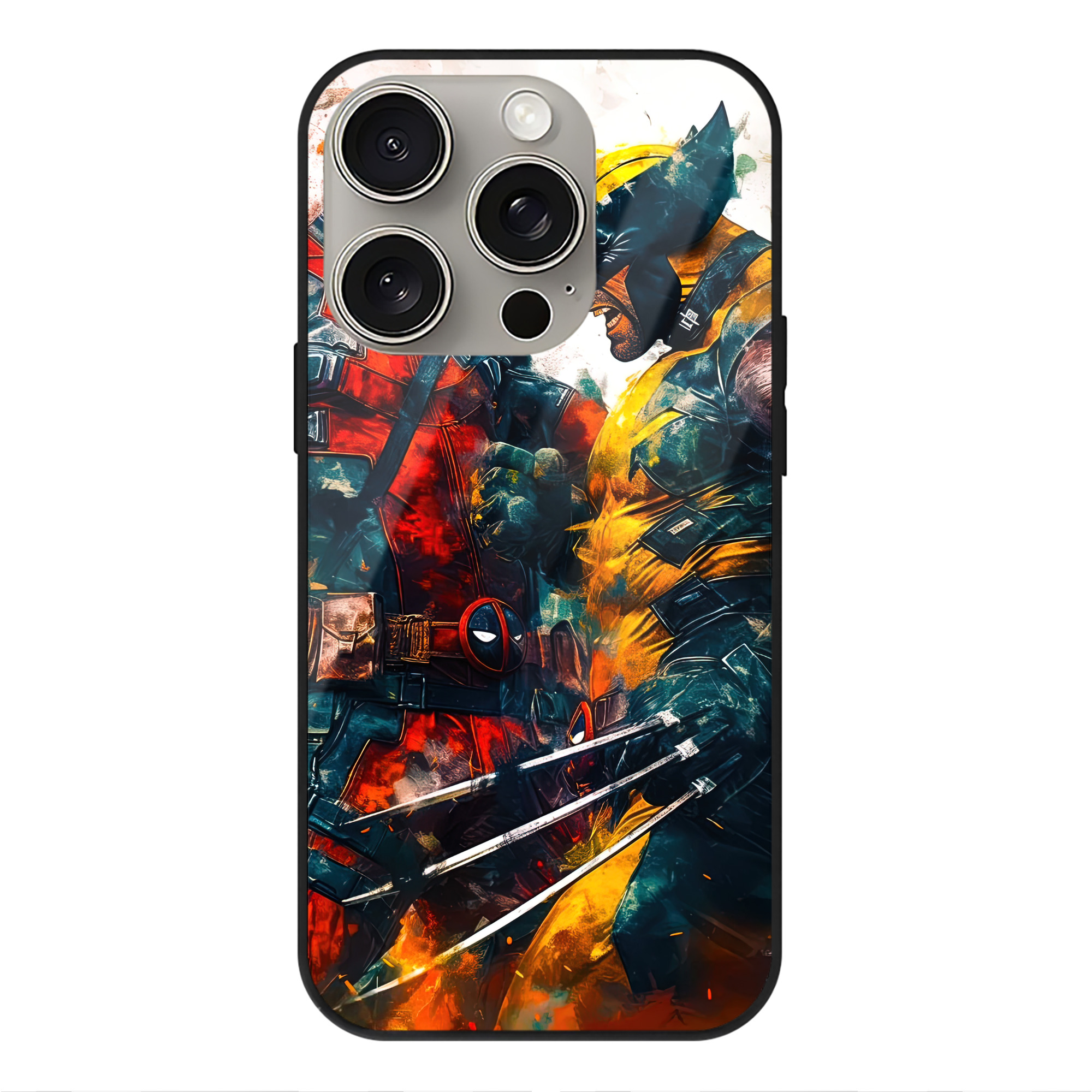 （画像用） Deadpool デッドプール 【iPhone15Pro対応】スマホケース 耐衝撃＆黄変防止 背面ガラス