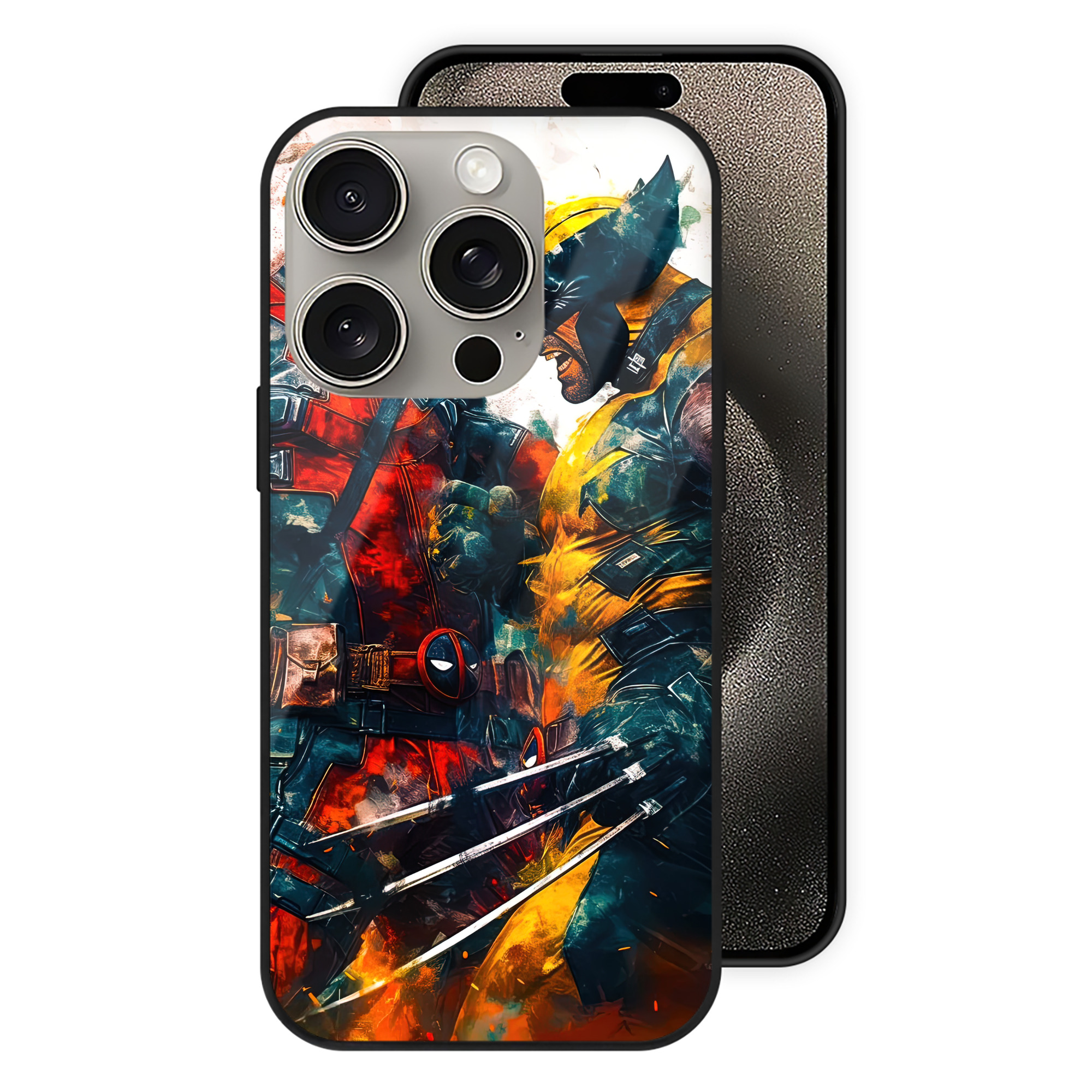 （画像用） Deadpool デッドプール 【iPhone15Pro対応】スマホケース 耐衝撃＆黄変防止 背面ガラス