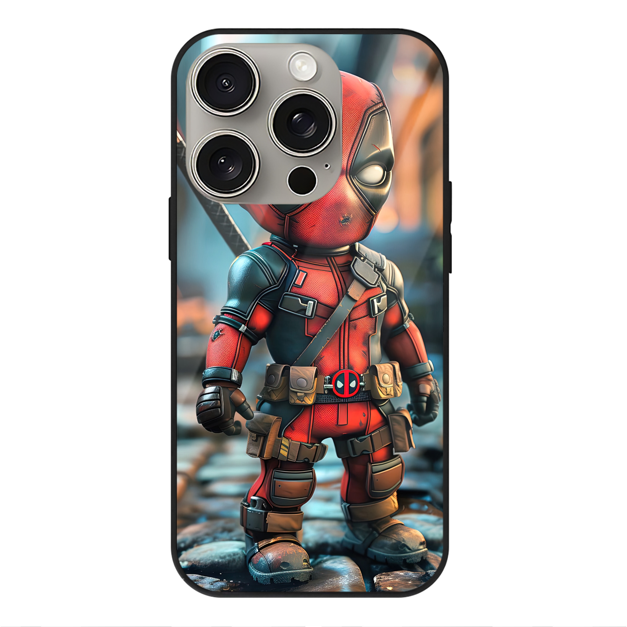 （画像用） Deadpool デッドプール 【iPhone15Pro対応】スマホケース 耐衝撃＆黄変防止 背面ガラス