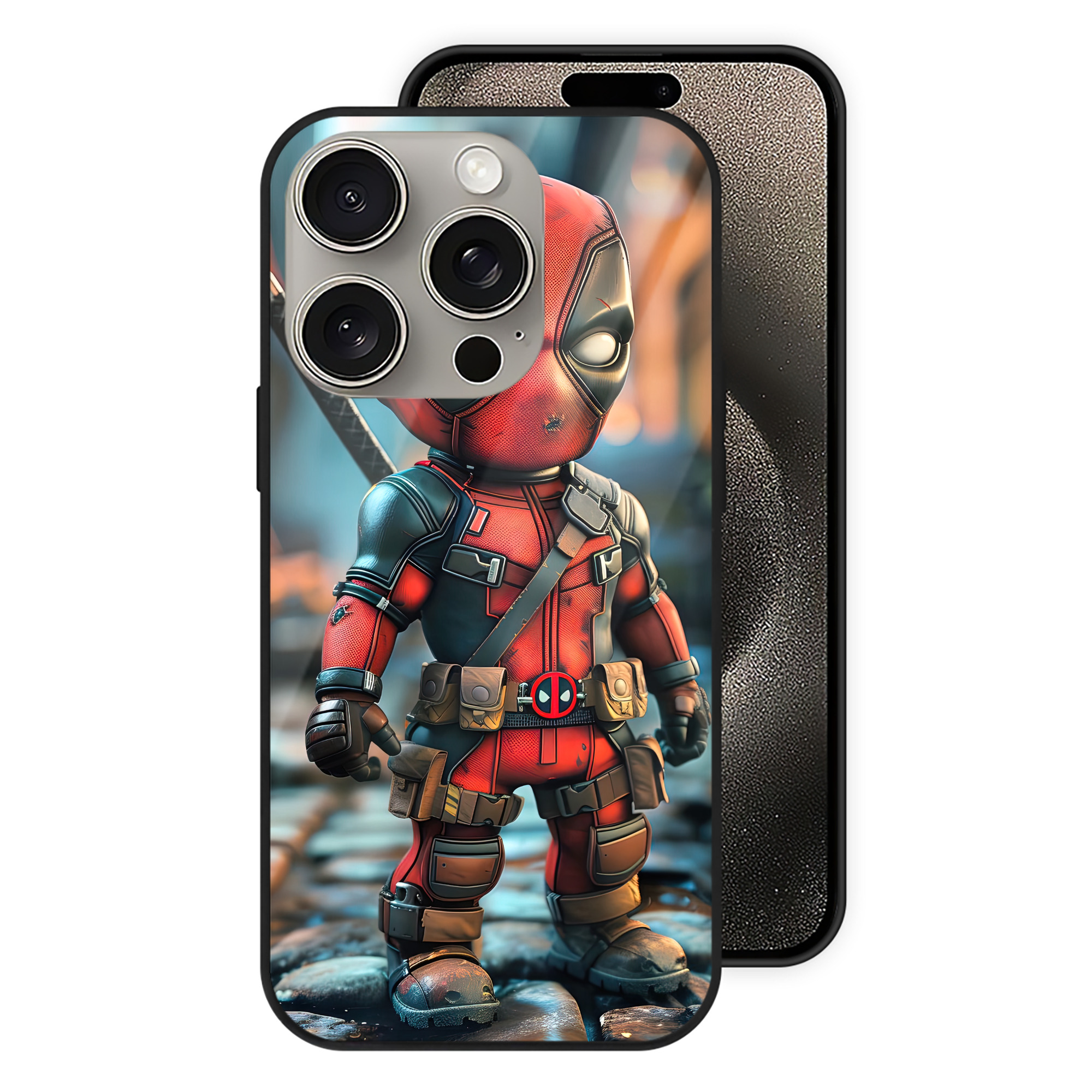 （画像用） Deadpool デッドプール 【iPhone15Pro対応】スマホケース 耐衝撃＆黄変防止 背面ガラス