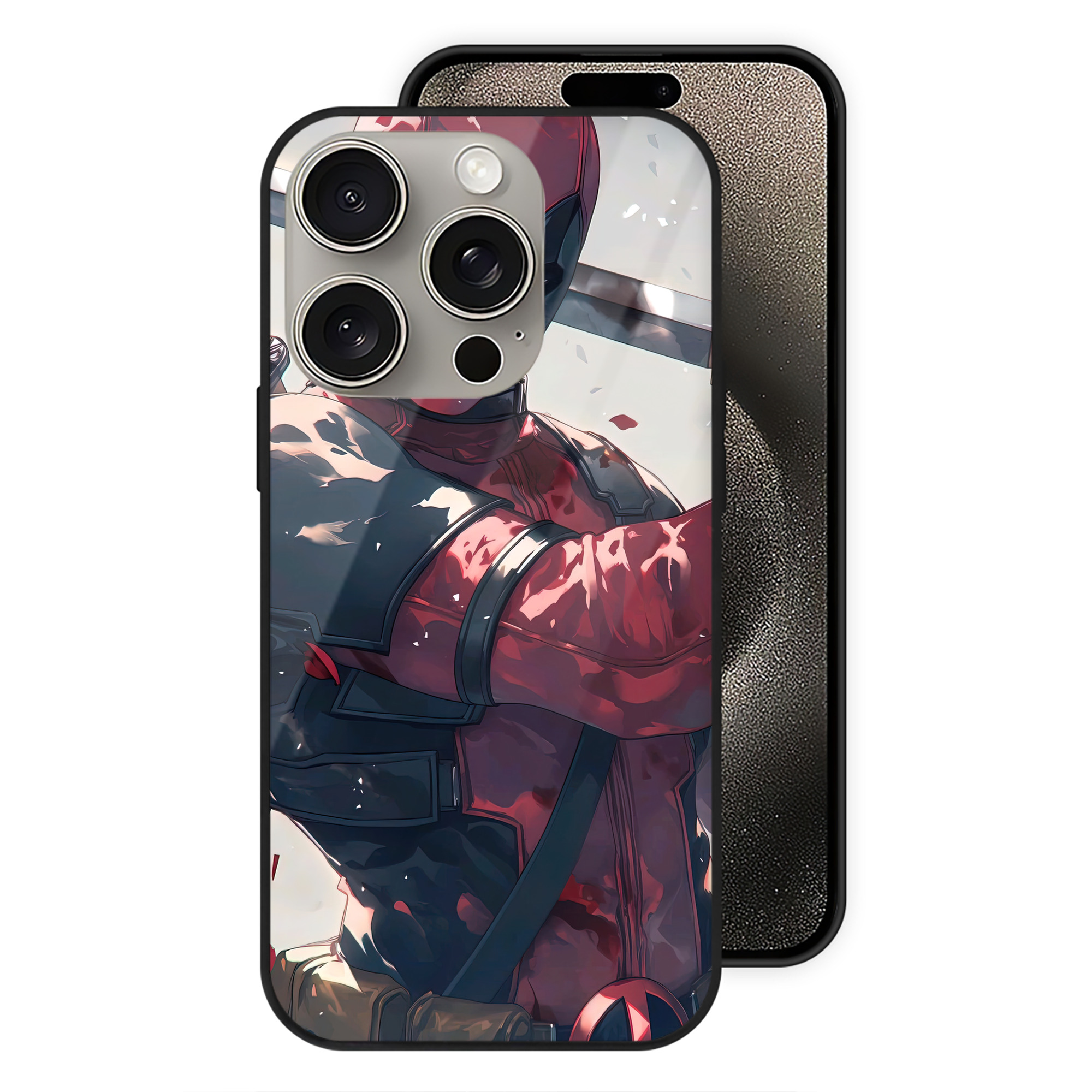（画像用） Deadpool デッドプール 【iPhone15Pro対応】スマホケース 耐衝撃＆黄変防止 背面ガラス