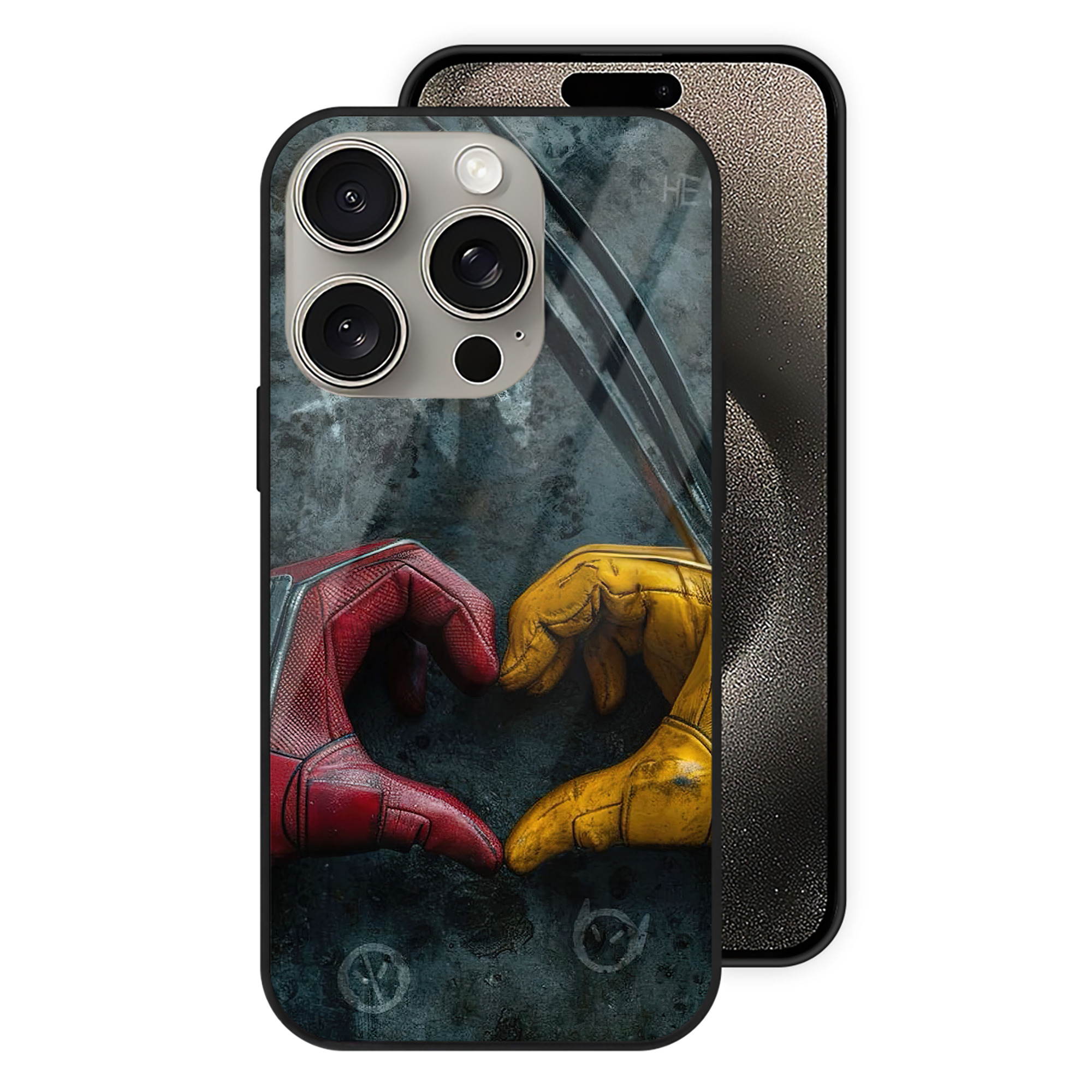 （画像用） Deadpool デッドプール 【iPhone15Pro対応】スマホケース 耐衝撃＆黄変防止 背面ガラス
