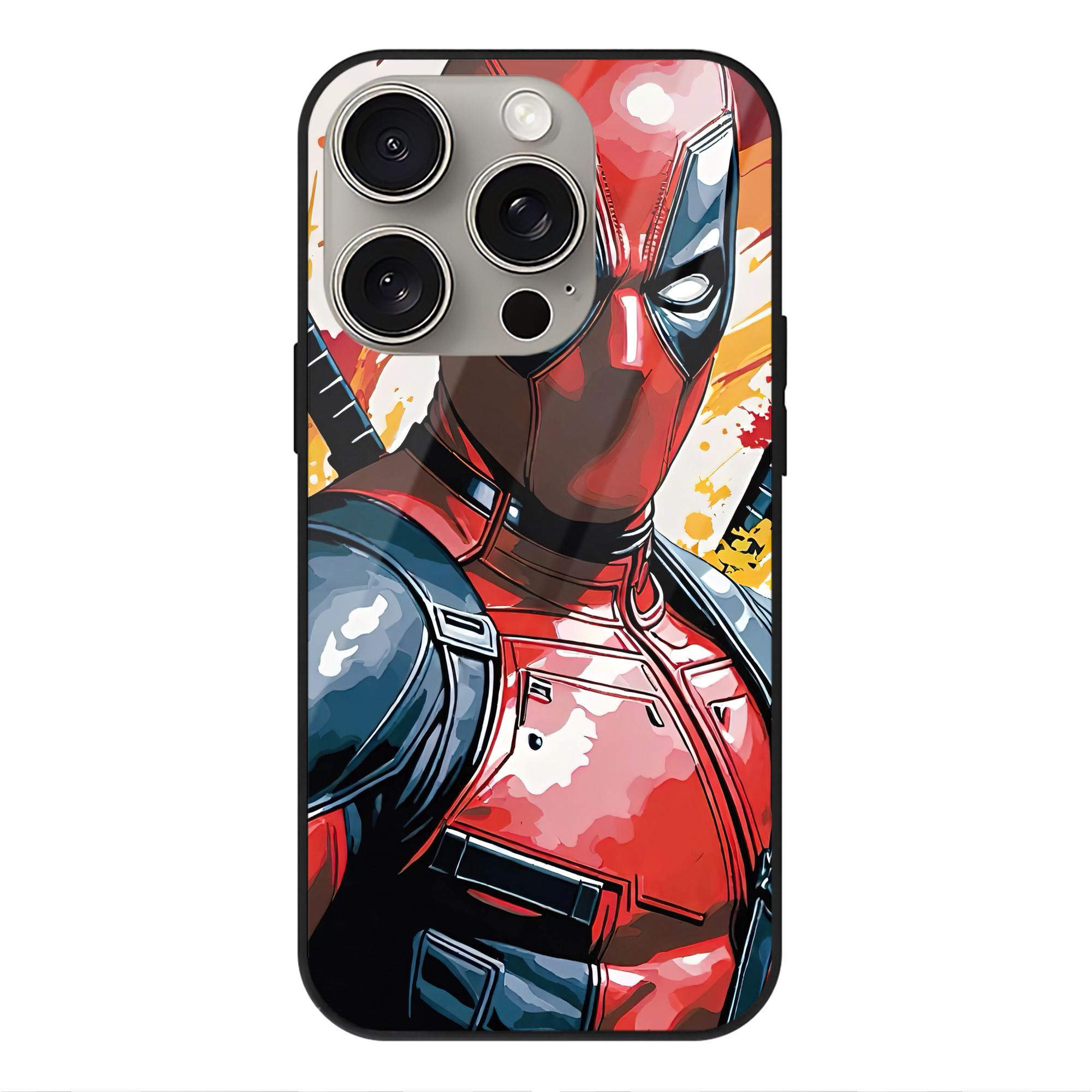 （画像用） Deadpool デッドプール 【iPhone15Pro対応】スマホケース 耐衝撃＆黄変防止 背面ガラス