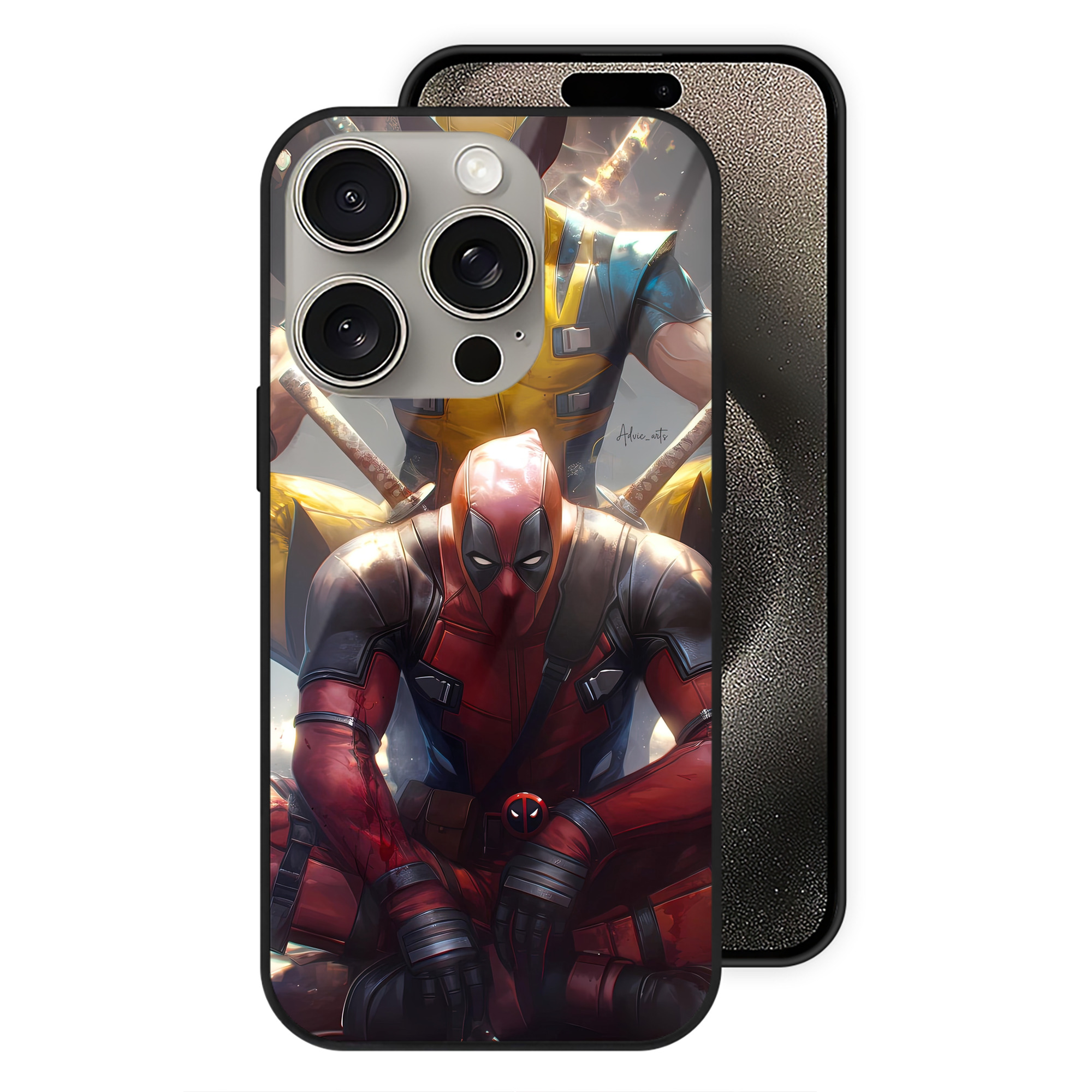 （画像用） Deadpool デッドプール 【iPhone15Pro対応】スマホケース 耐衝撃＆黄変防止 背面ガラス