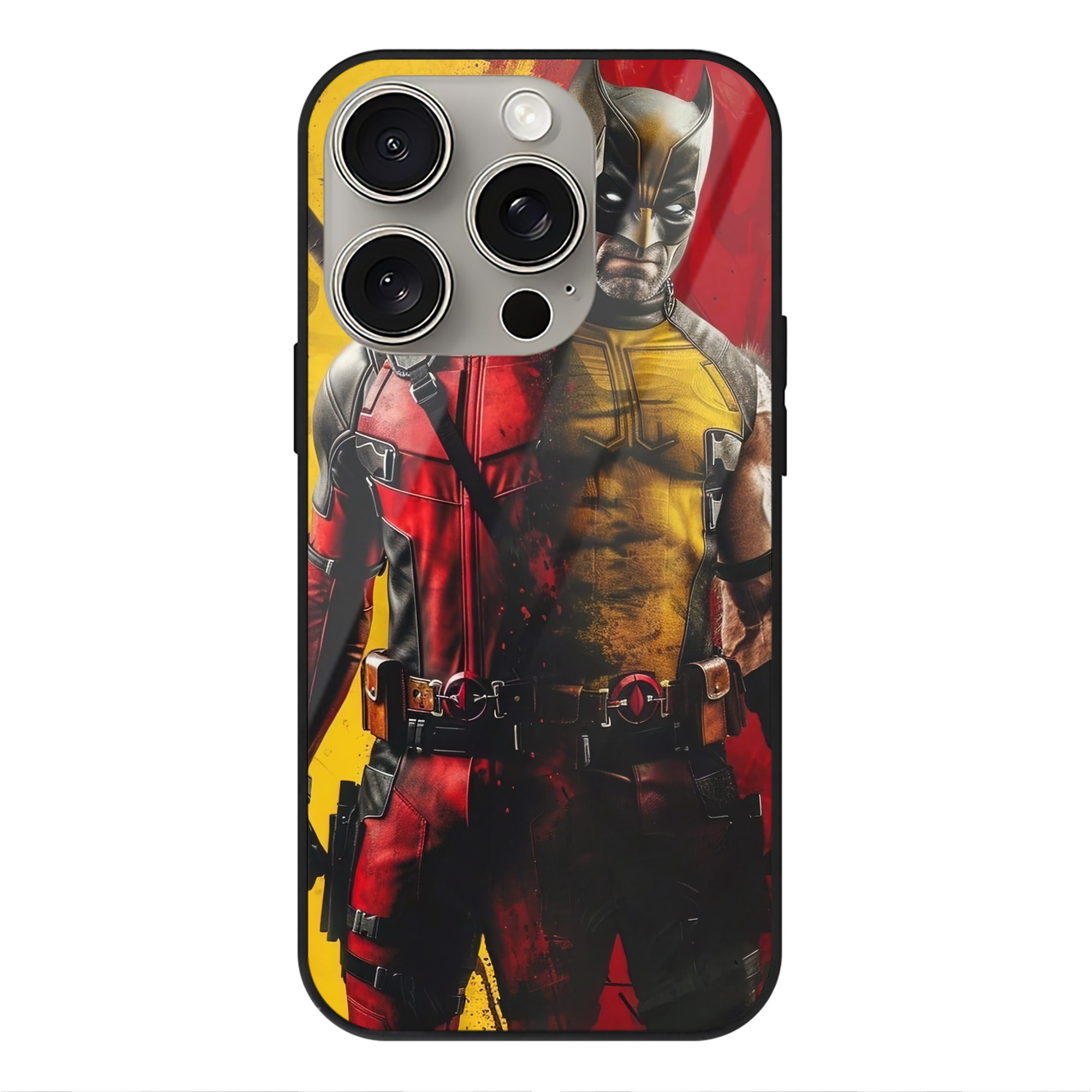 （画像用） Deadpool デッドプール 【iPhone15Pro対応】スマホケース 耐衝撃＆黄変防止 背面ガラス