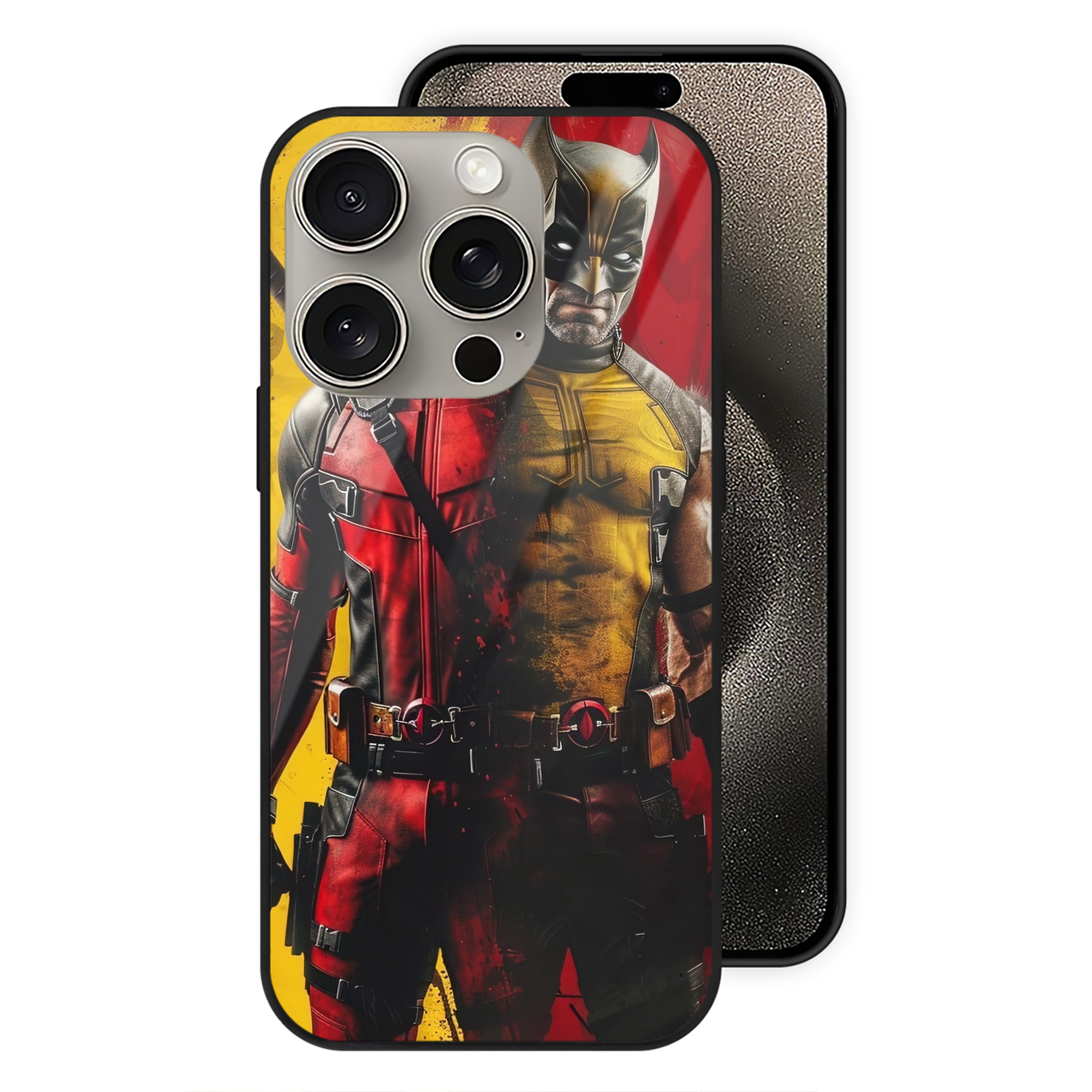 （画像用） Deadpool デッドプール 【iPhone15Pro対応】スマホケース 耐衝撃＆黄変防止 背面ガラス
