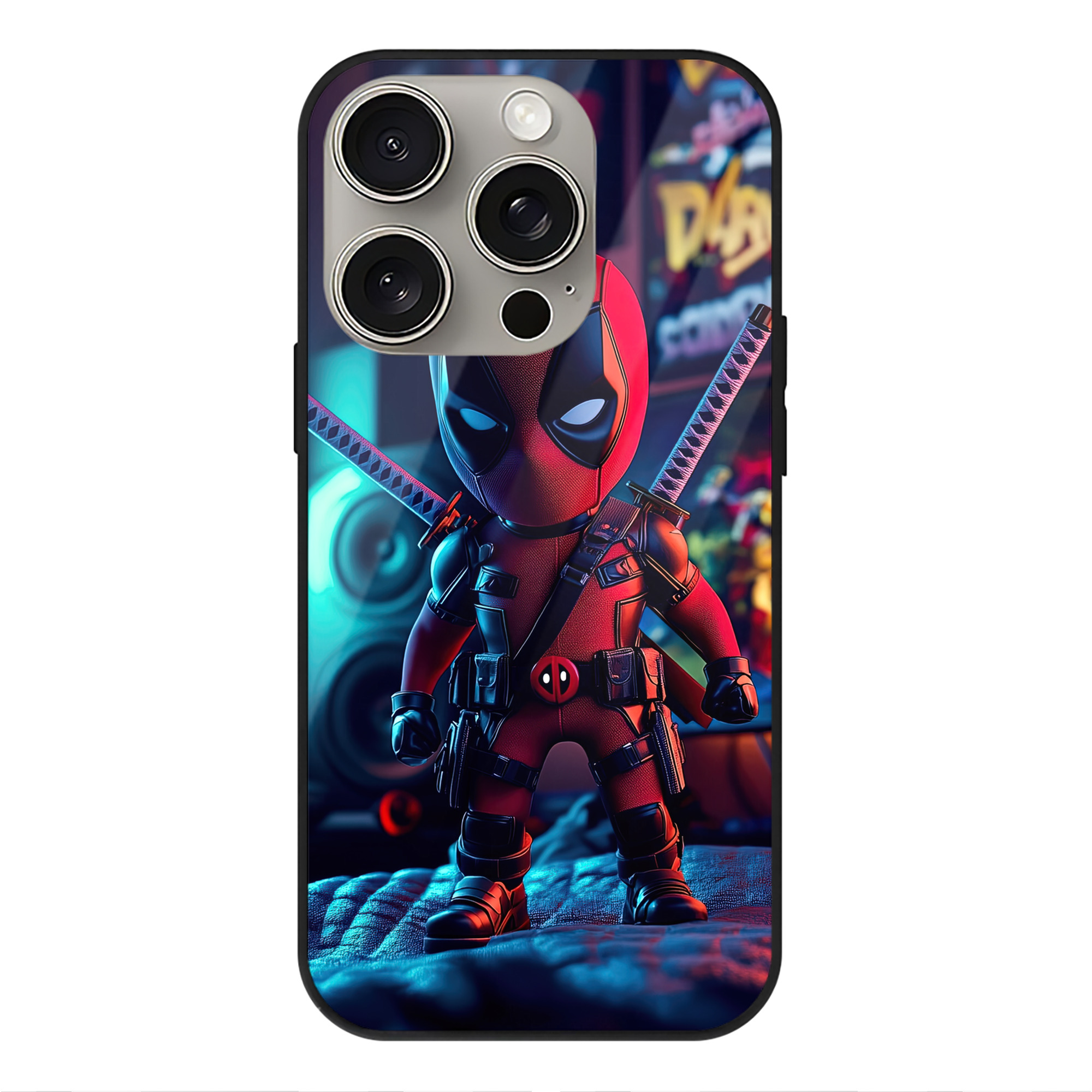 （画像用） Deadpool デッドプール 【iPhone15Pro対応】スマホケース 耐衝撃＆黄変防止 背面ガラス