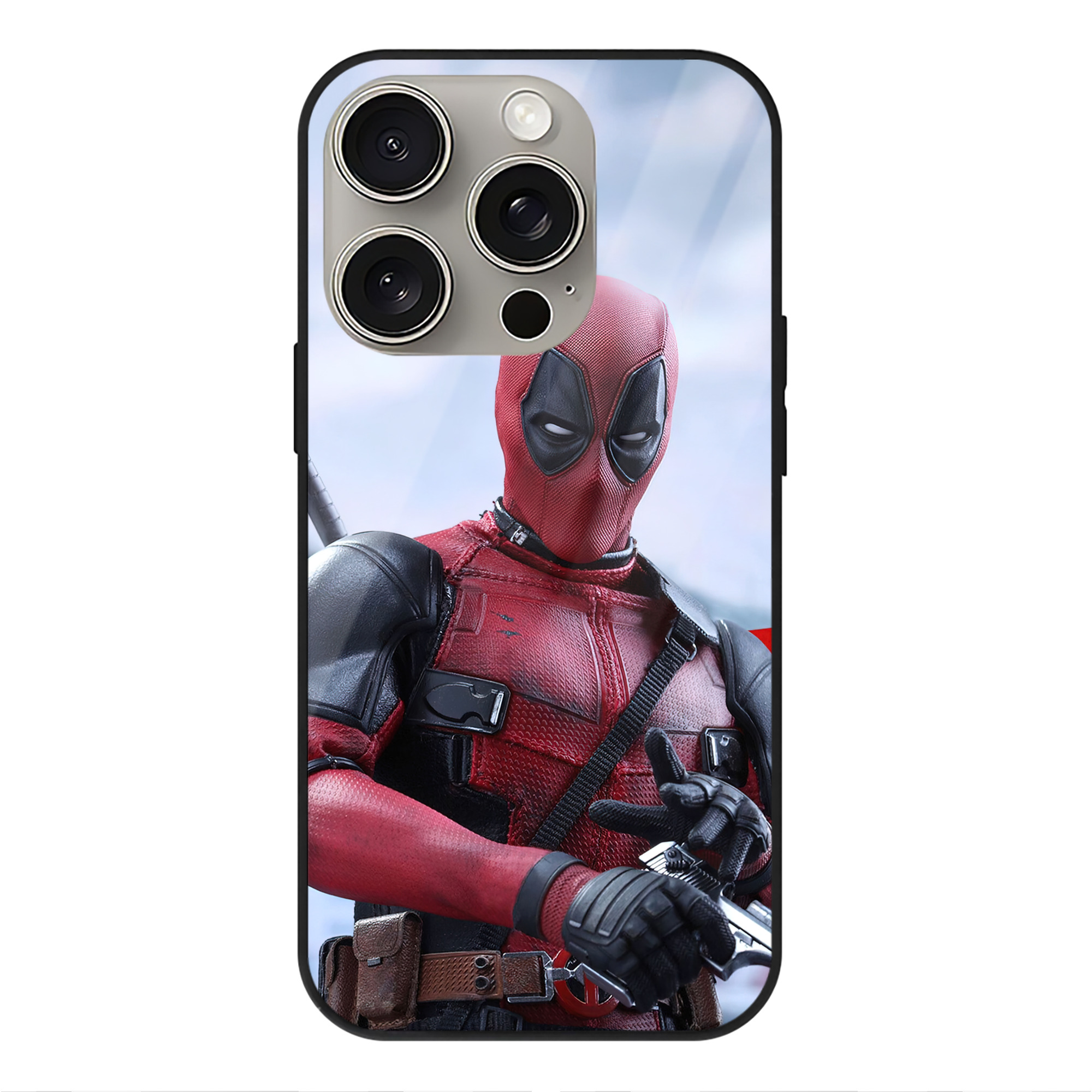 （画像用） Deadpool デッドプール 【iPhone15Pro対応】スマホケース 耐衝撃＆黄変防止 背面ガラス