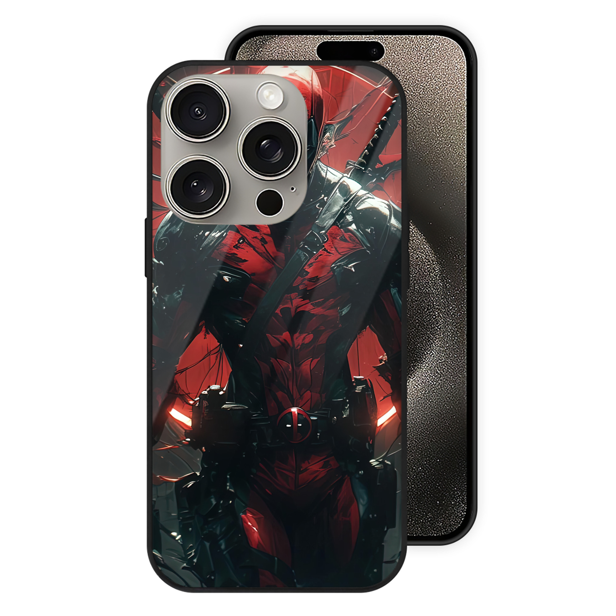 （画像用） Deadpool デッドプール 【iPhone15Pro対応】スマホケース 耐衝撃＆黄変防止 背面ガラス