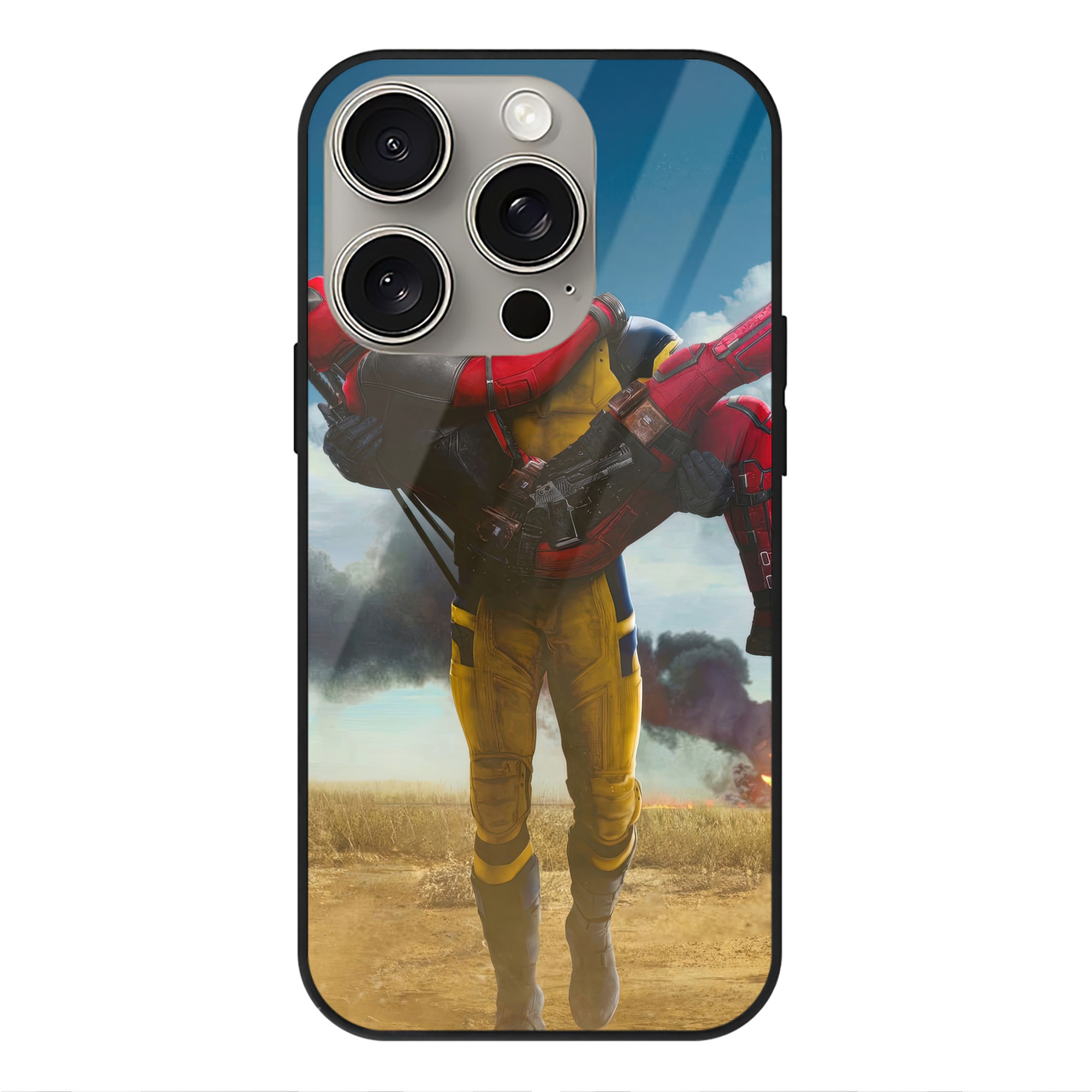 （画像用） Deadpool デッドプール 【iPhone15Pro対応】スマホケース 耐衝撃＆黄変防止 背面ガラス