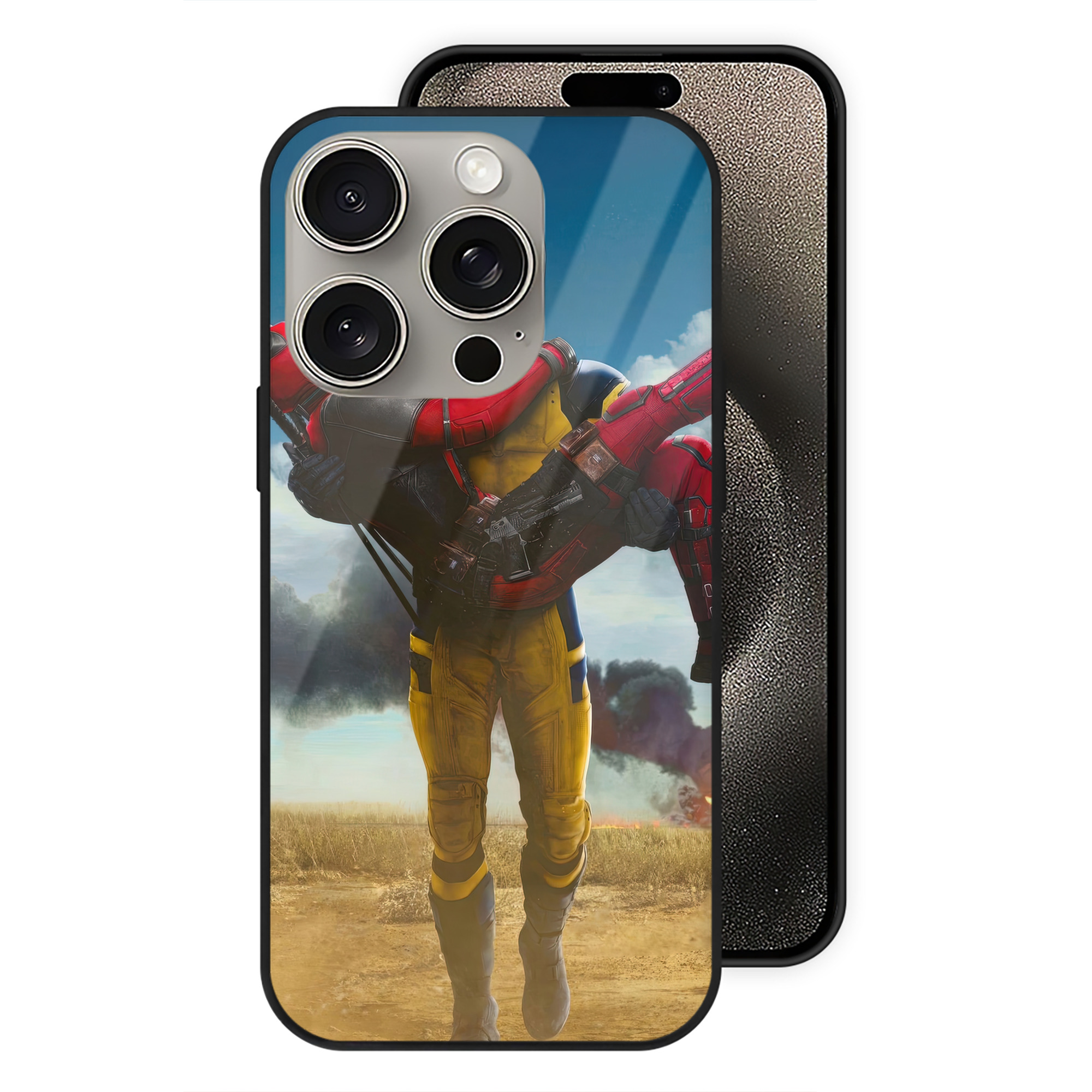 （画像用） Deadpool デッドプール 【iPhone15Pro対応】スマホケース 耐衝撃＆黄変防止 背面ガラス