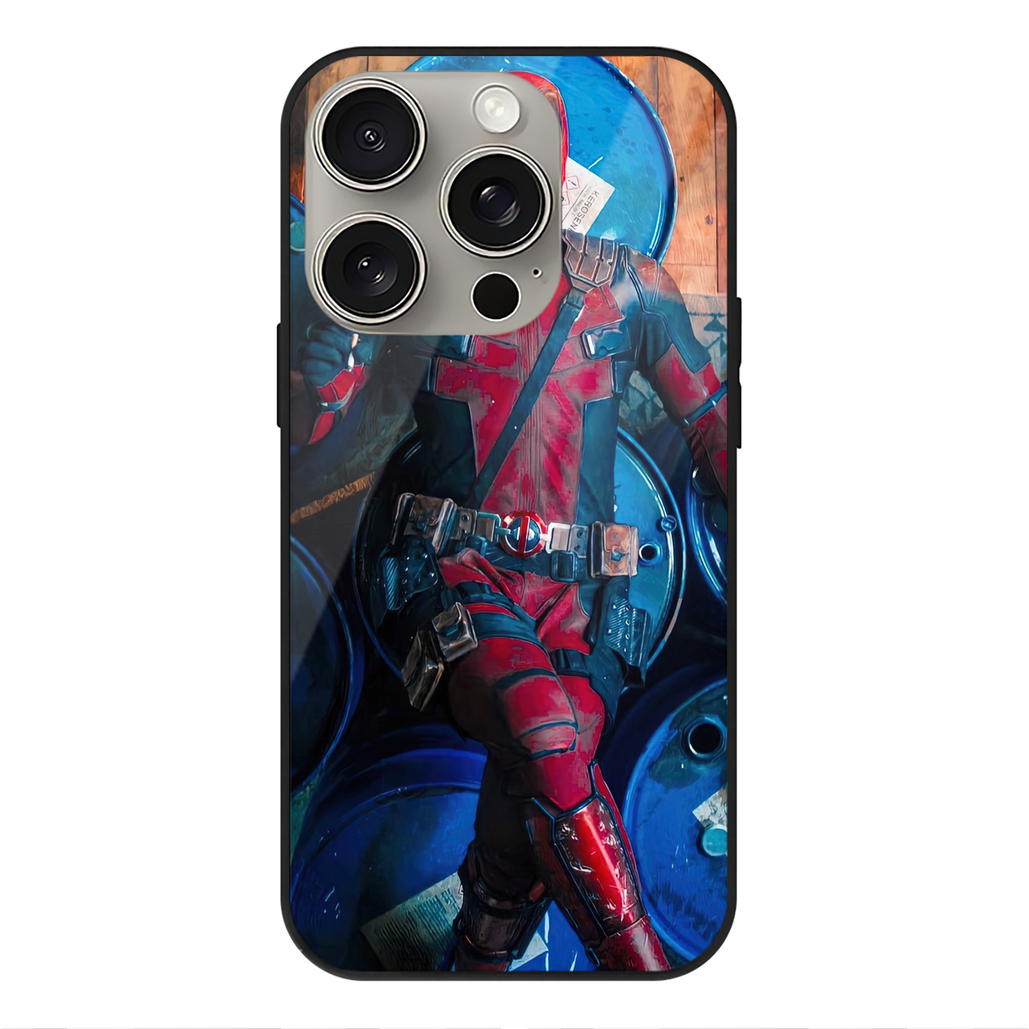（画像用） Deadpool デッドプール 【iPhone15Pro対応】スマホケース 耐衝撃＆黄変防止 背面ガラス