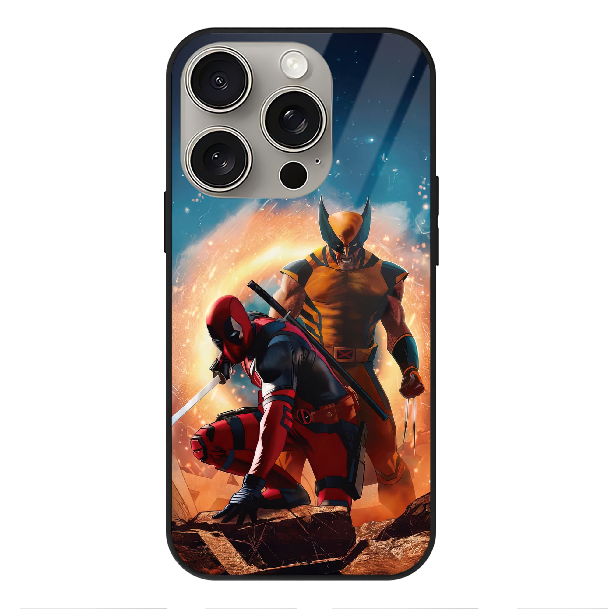 （画像用） Deadpool デッドプール 【iPhone15Pro対応】スマホケース 耐衝撃＆黄変防止 背面ガラス