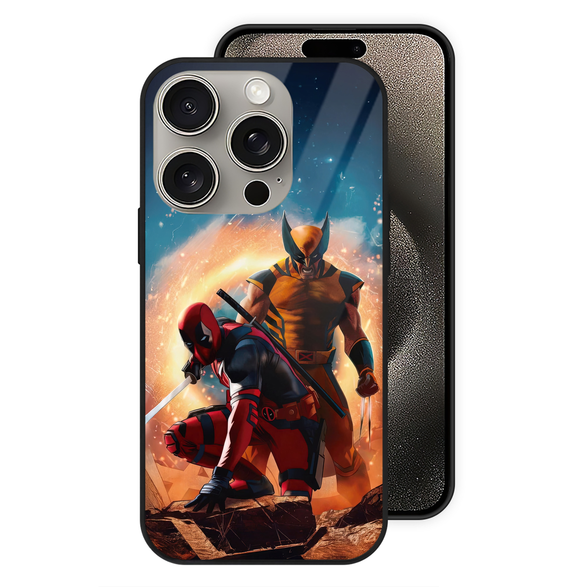 （画像用） Deadpool デッドプール 【iPhone15Pro対応】スマホケース 耐衝撃＆黄変防止 背面ガラス