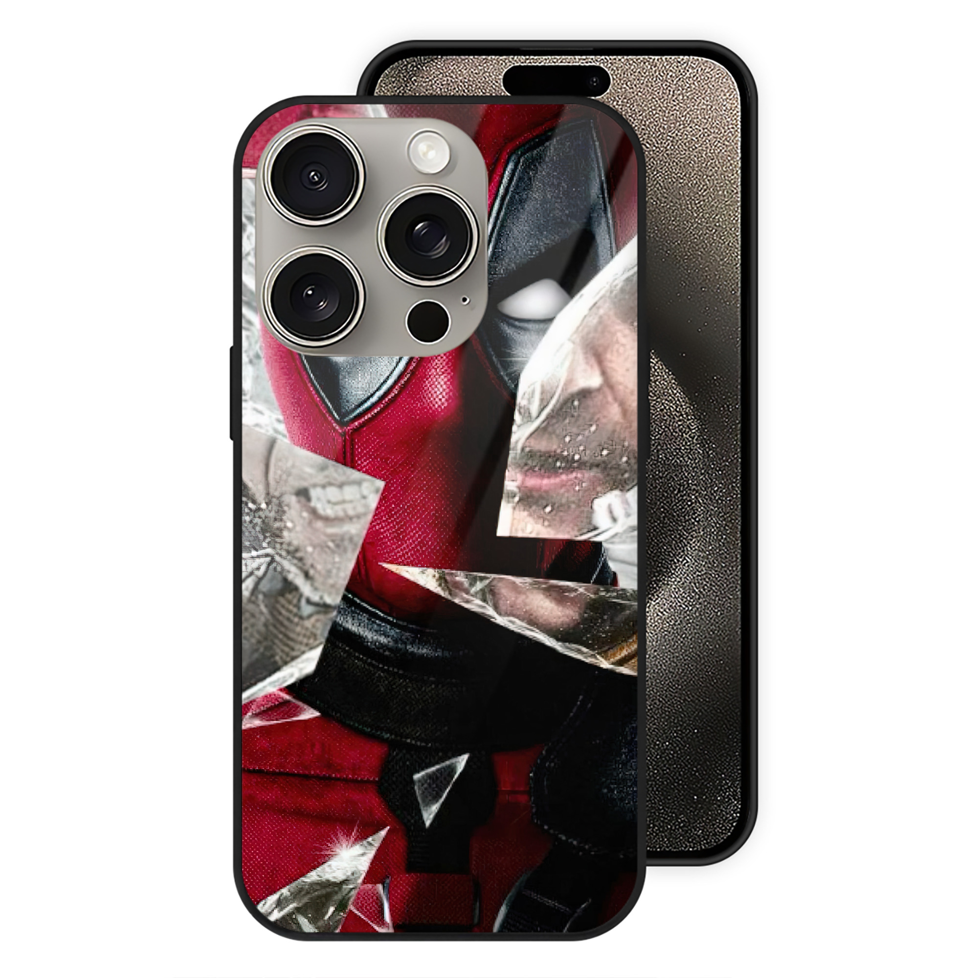 （画像用） Deadpool デッドプール 【iPhone15Pro対応】スマホケース 耐衝撃＆黄変防止 背面ガラス