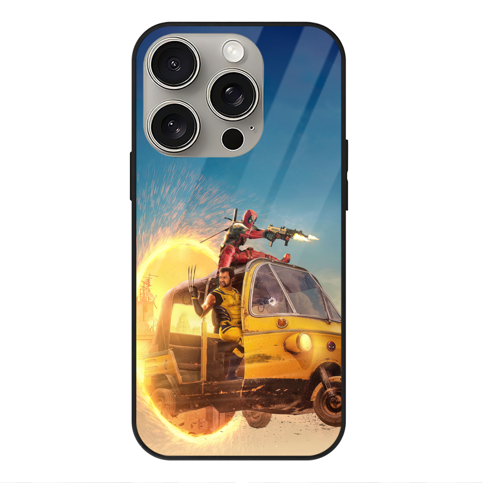 （画像用） Deadpool デッドプール 【iPhone15Pro対応】スマホケース 耐衝撃＆黄変防止 背面ガラス