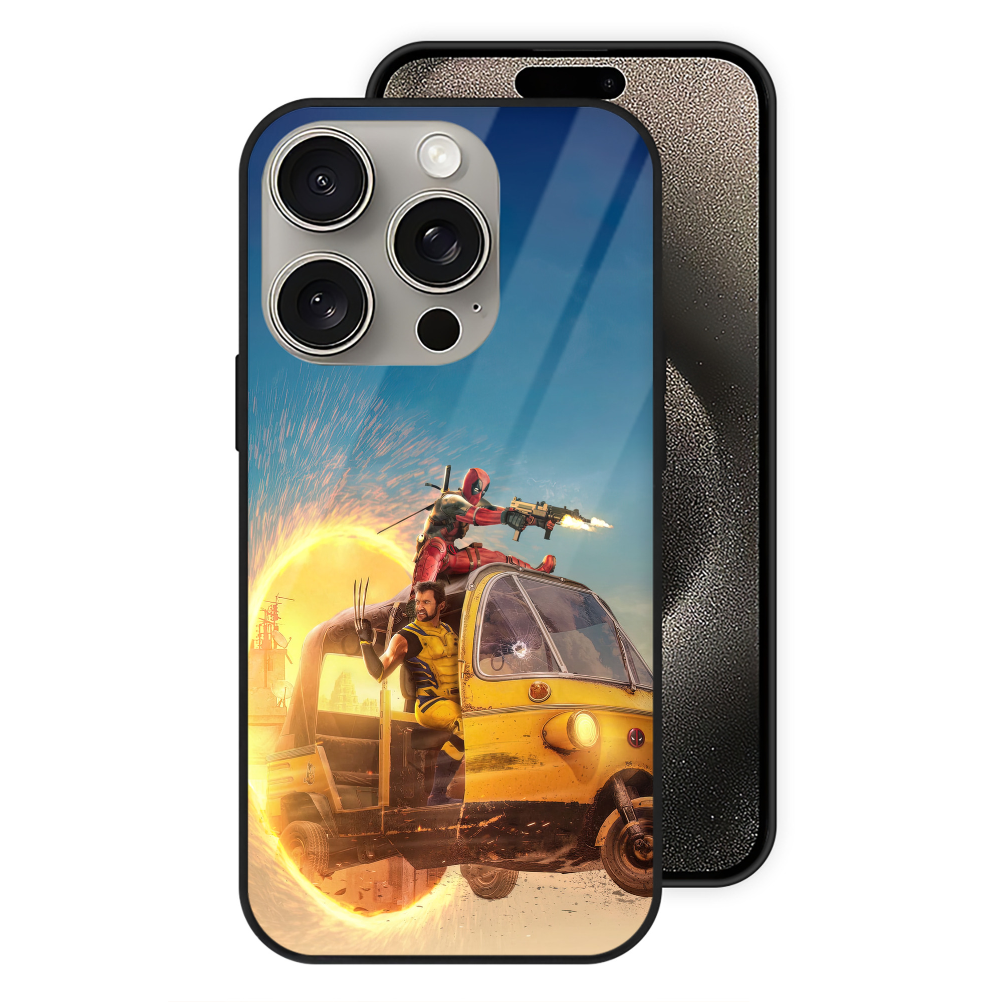 （画像用） Deadpool デッドプール 【iPhone15Pro対応】スマホケース 耐衝撃＆黄変防止 背面ガラス