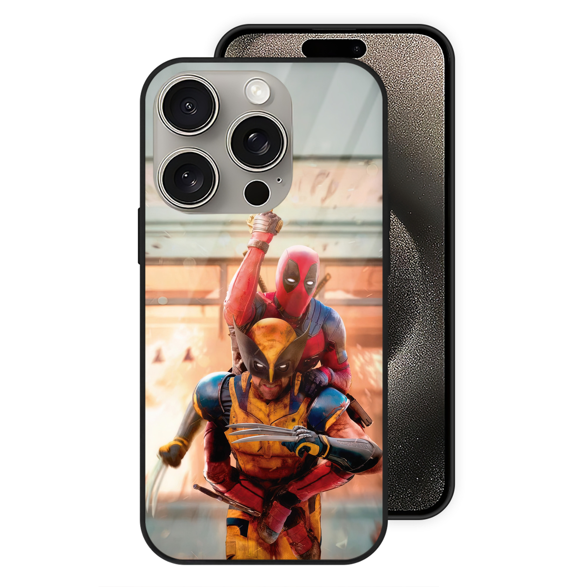（画像用） Deadpool デッドプール 【iPhone15Pro対応】スマホケース 耐衝撃＆黄変防止 背面ガラス