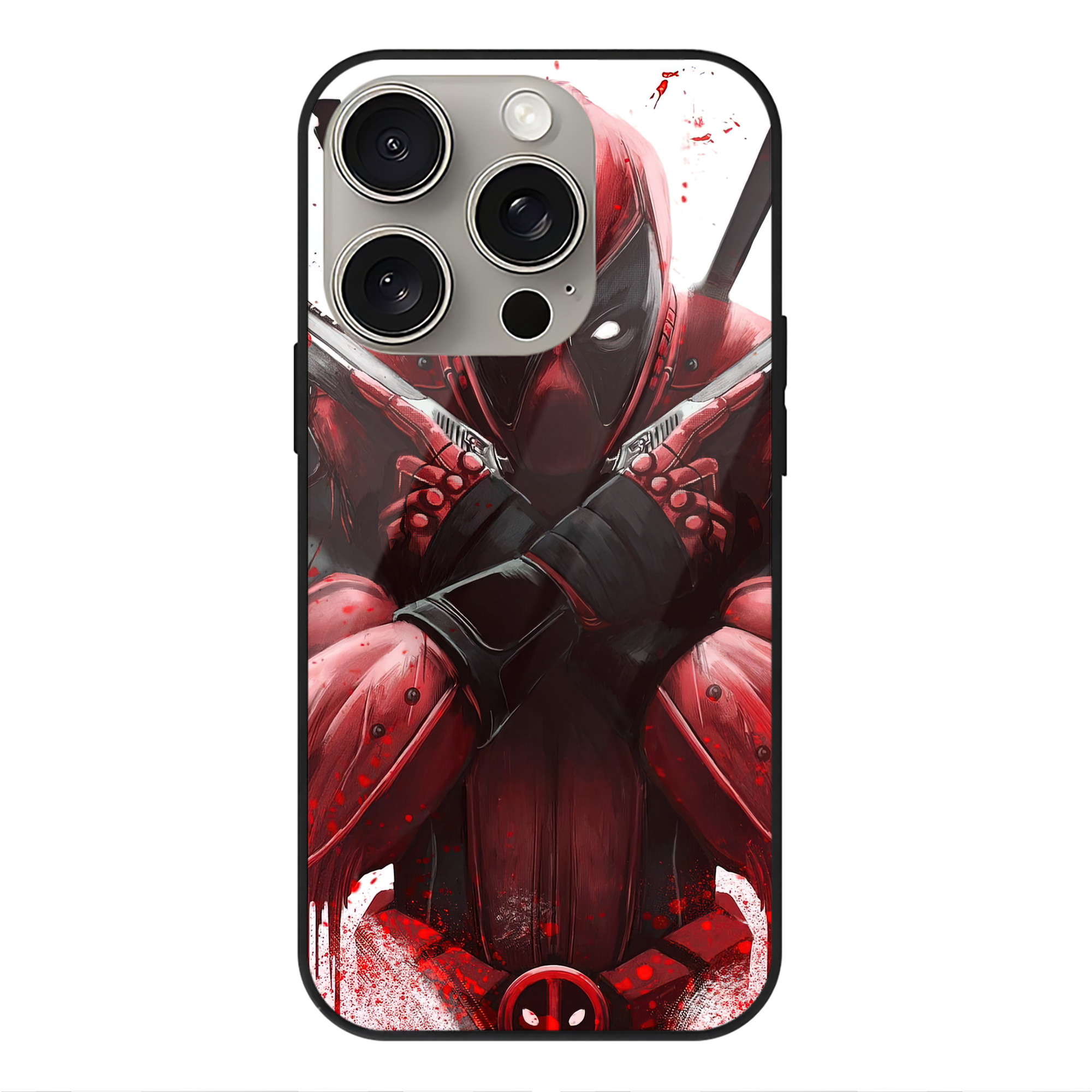 （画像用） Deadpool デッドプール 【iPhone15Pro対応】スマホケース 耐衝撃＆黄変防止 背面ガラス
