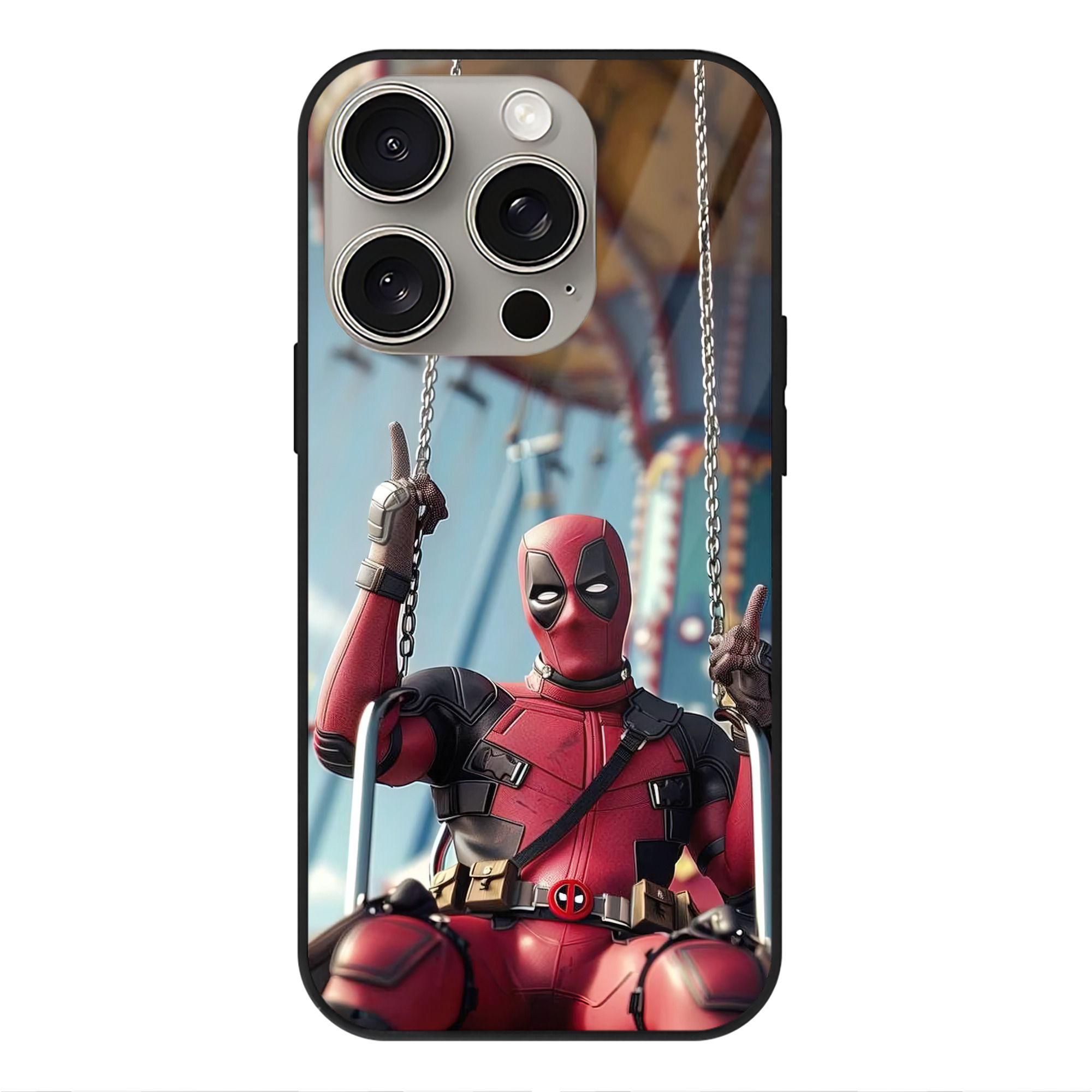 （画像用） Deadpool デッドプール 【iPhone15Pro対応】スマホケース 耐衝撃＆黄変防止 背面ガラス