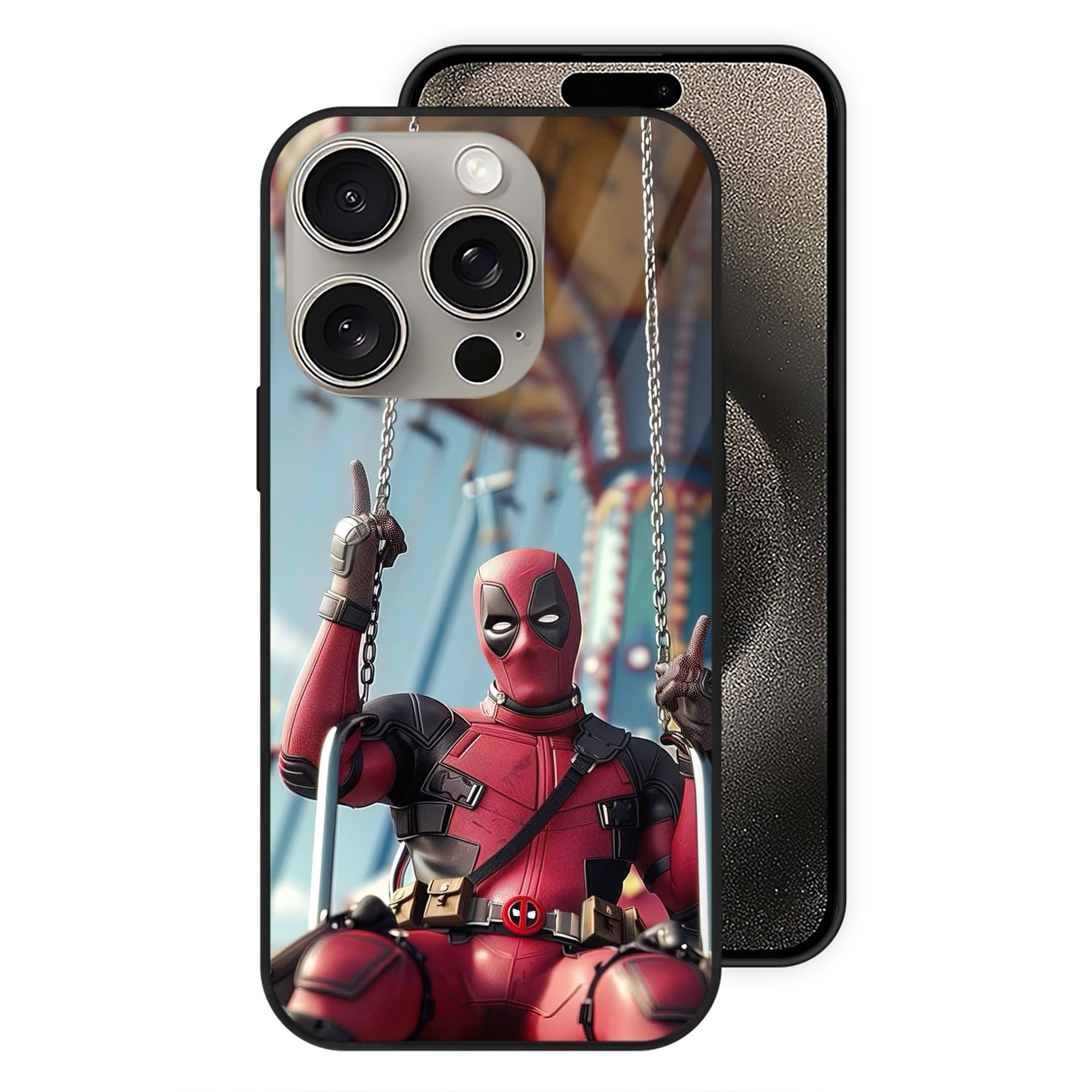 （画像用） Deadpool デッドプール 【iPhone15Pro対応】スマホケース 耐衝撃＆黄変防止 背面ガラス