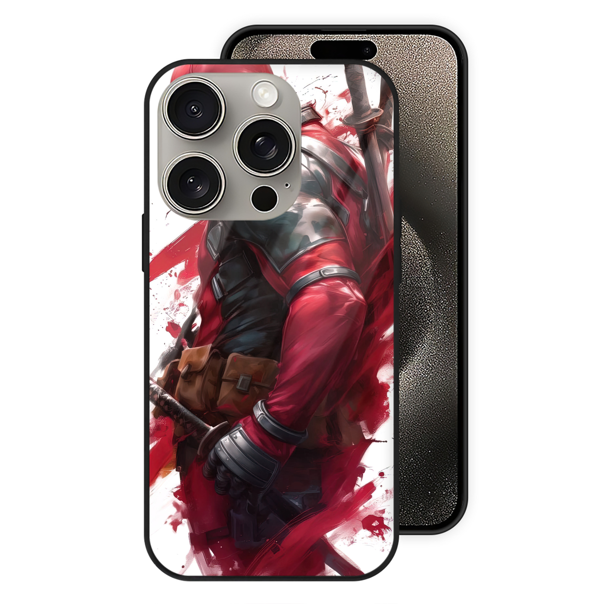 （画像用） Deadpool デッドプール 【iPhone15Pro対応】スマホケース 耐衝撃＆黄変防止 背面ガラス