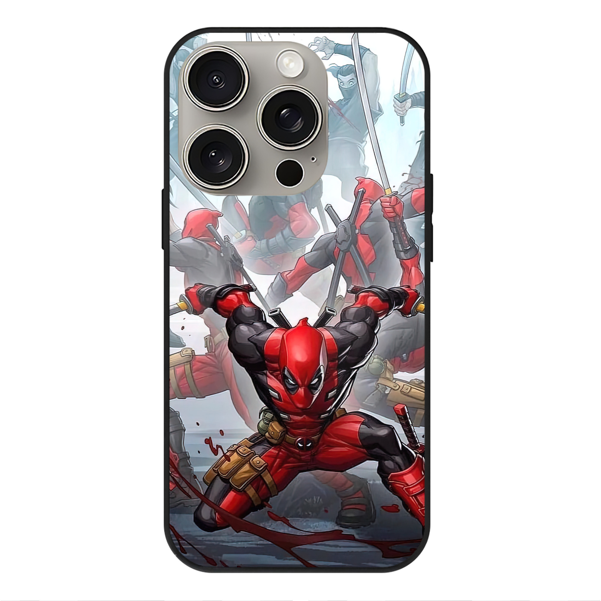 （画像用） Deadpool デッドプール 【iPhone15Pro対応】スマホケース 耐衝撃＆黄変防止 背面ガラス