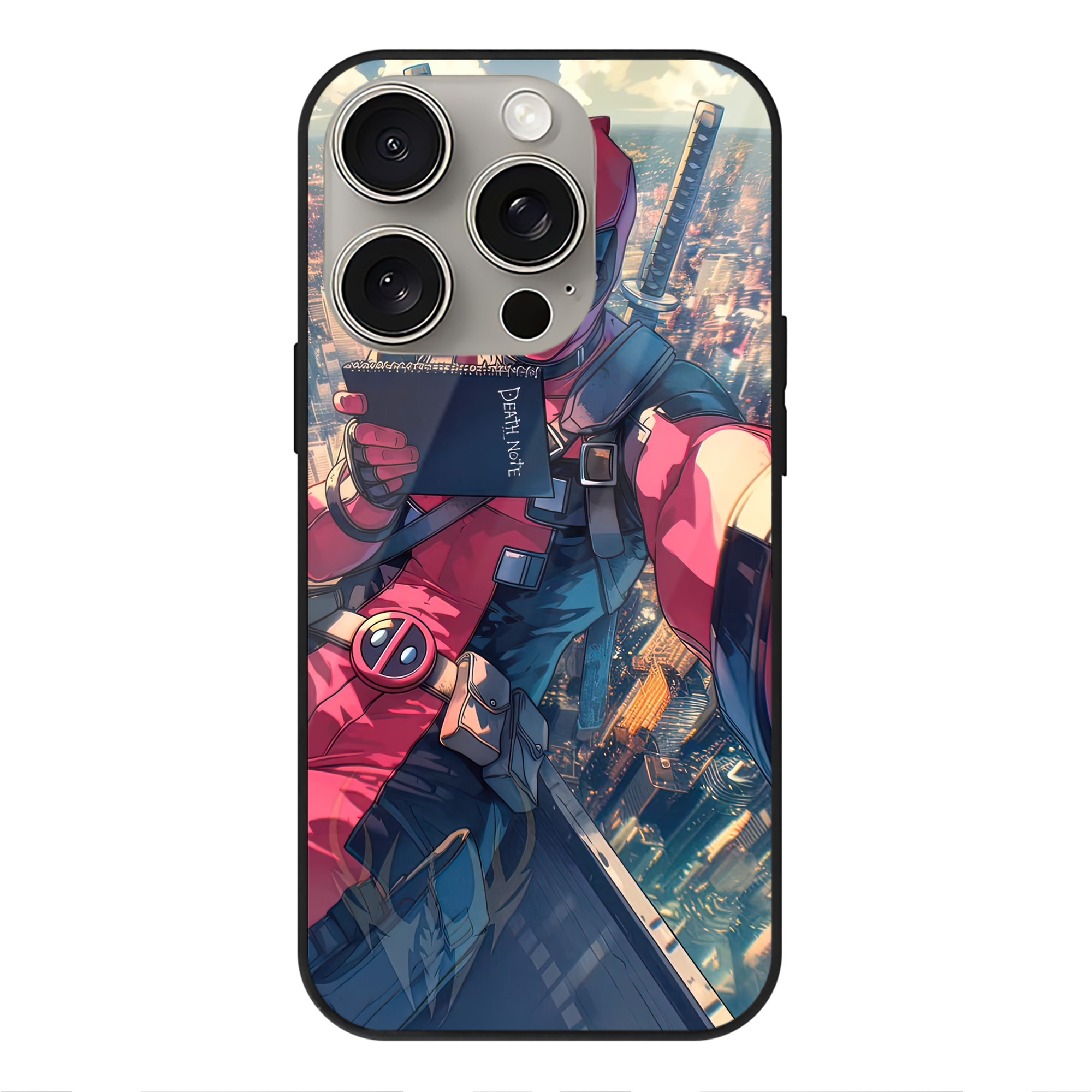 （画像用） Deadpool デッドプール 【iPhone15Pro対応】スマホケース 耐衝撃＆黄変防止 背面ガラス
