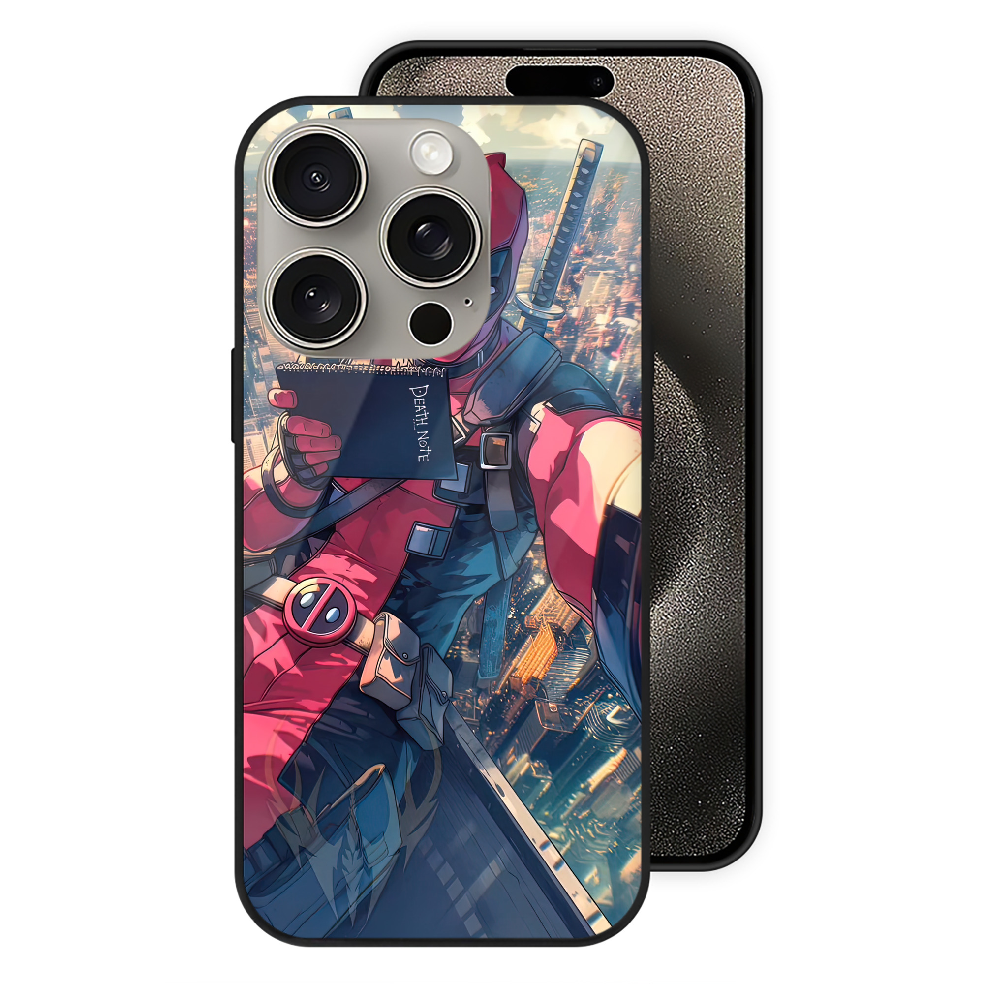 （画像用） Deadpool デッドプール 【iPhone15Pro対応】スマホケース 耐衝撃＆黄変防止 背面ガラス