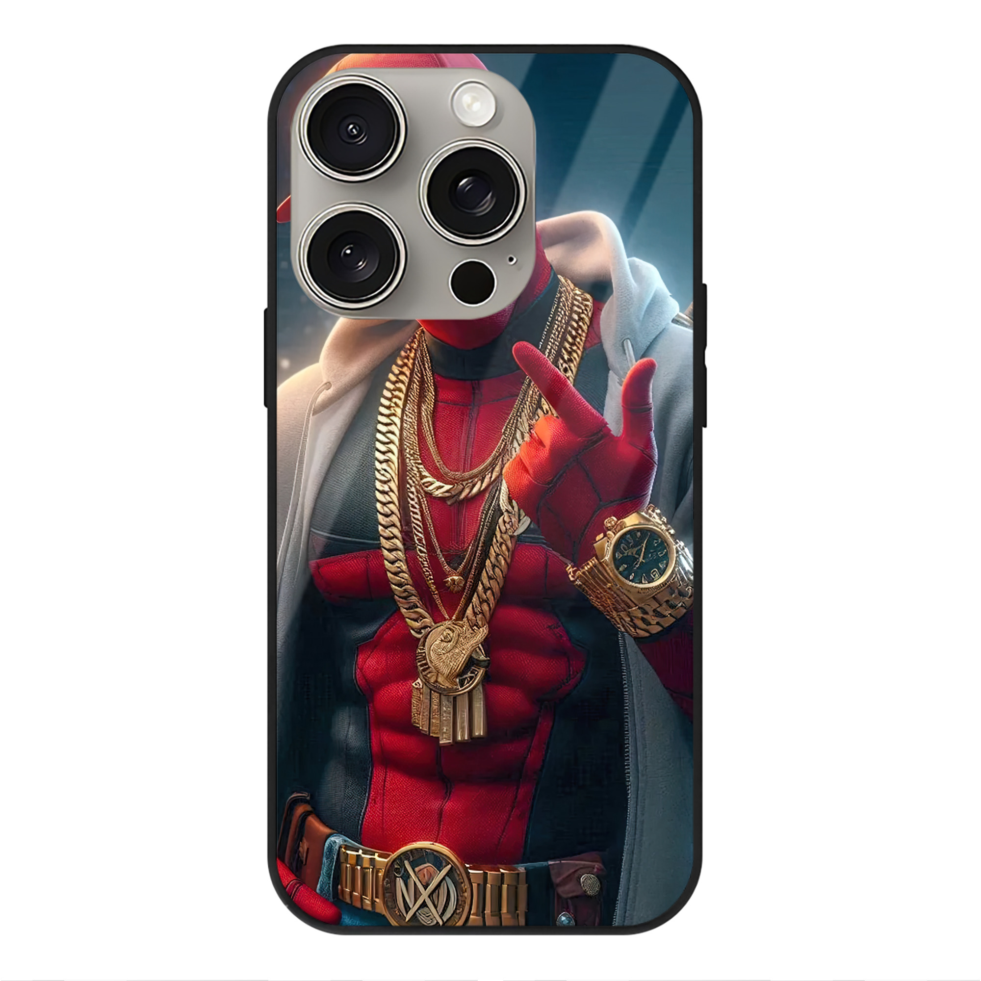 （画像用） Deadpool デッドプール 【iPhone15Pro対応】スマホケース 耐衝撃＆黄変防止 背面ガラス
