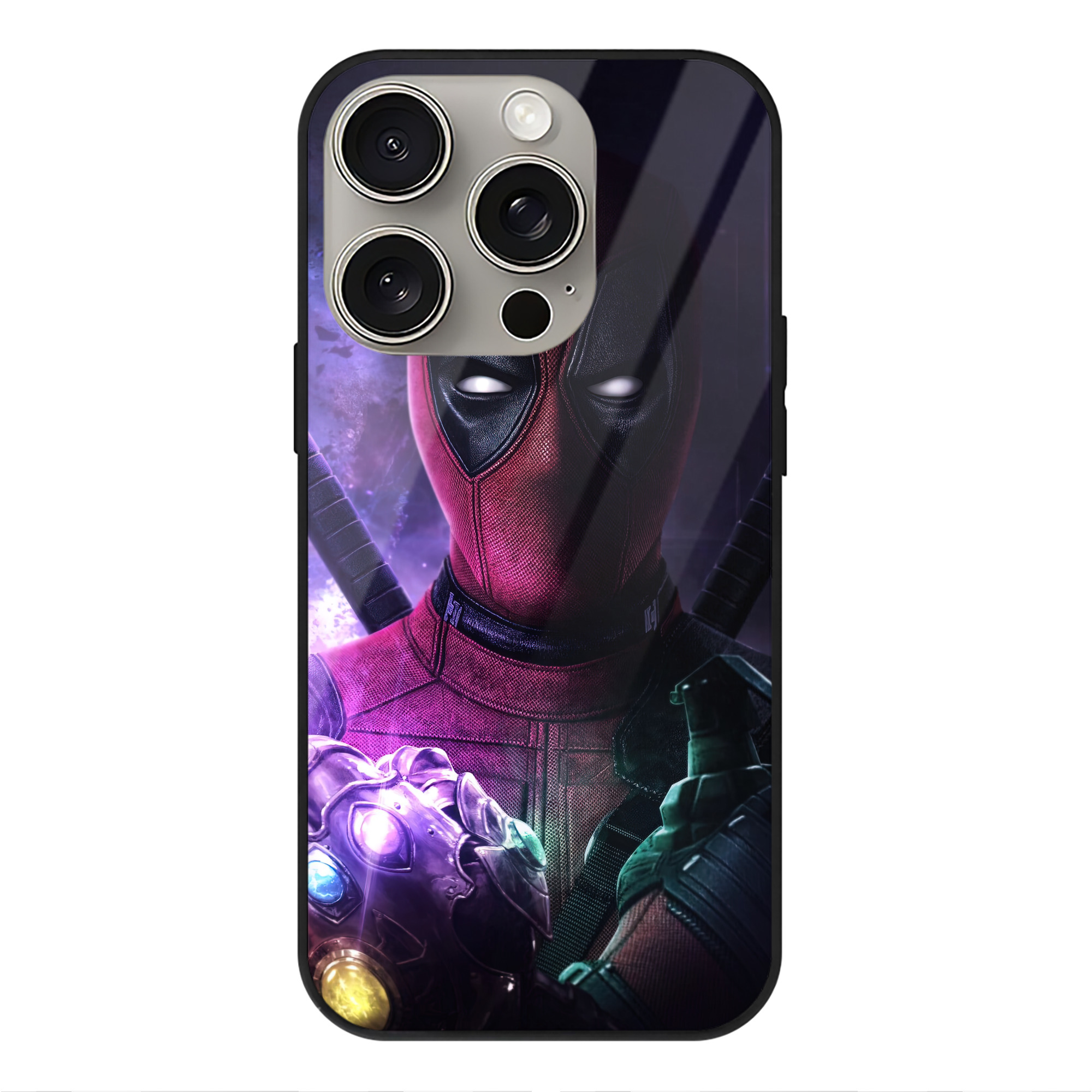 （画像用） Deadpool デッドプール 【iPhone15Pro対応】スマホケース 耐衝撃＆黄変防止 背面ガラス