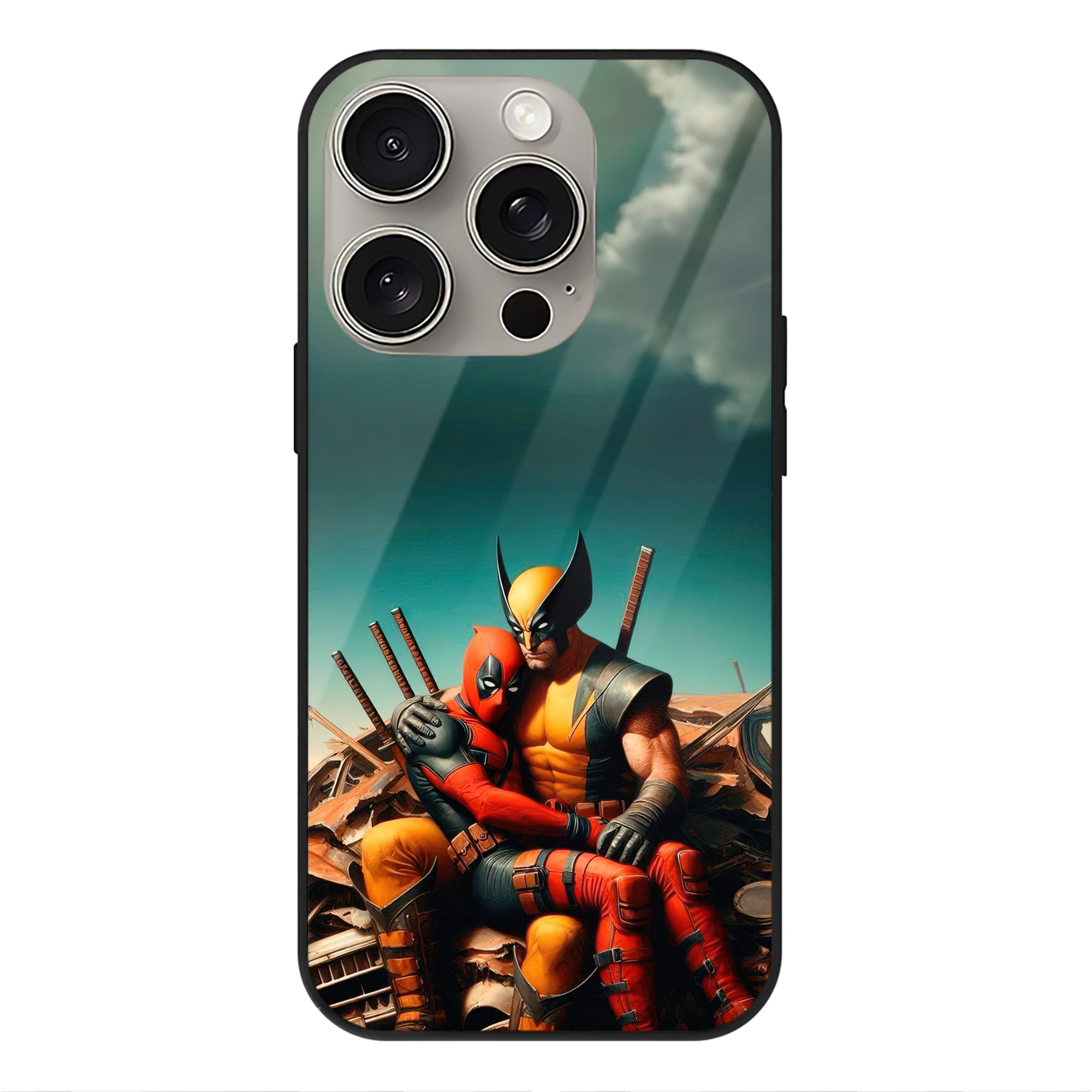 （画像用） Deadpool デッドプール 【iPhone15Pro対応】スマホケース 耐衝撃＆黄変防止 背面ガラス