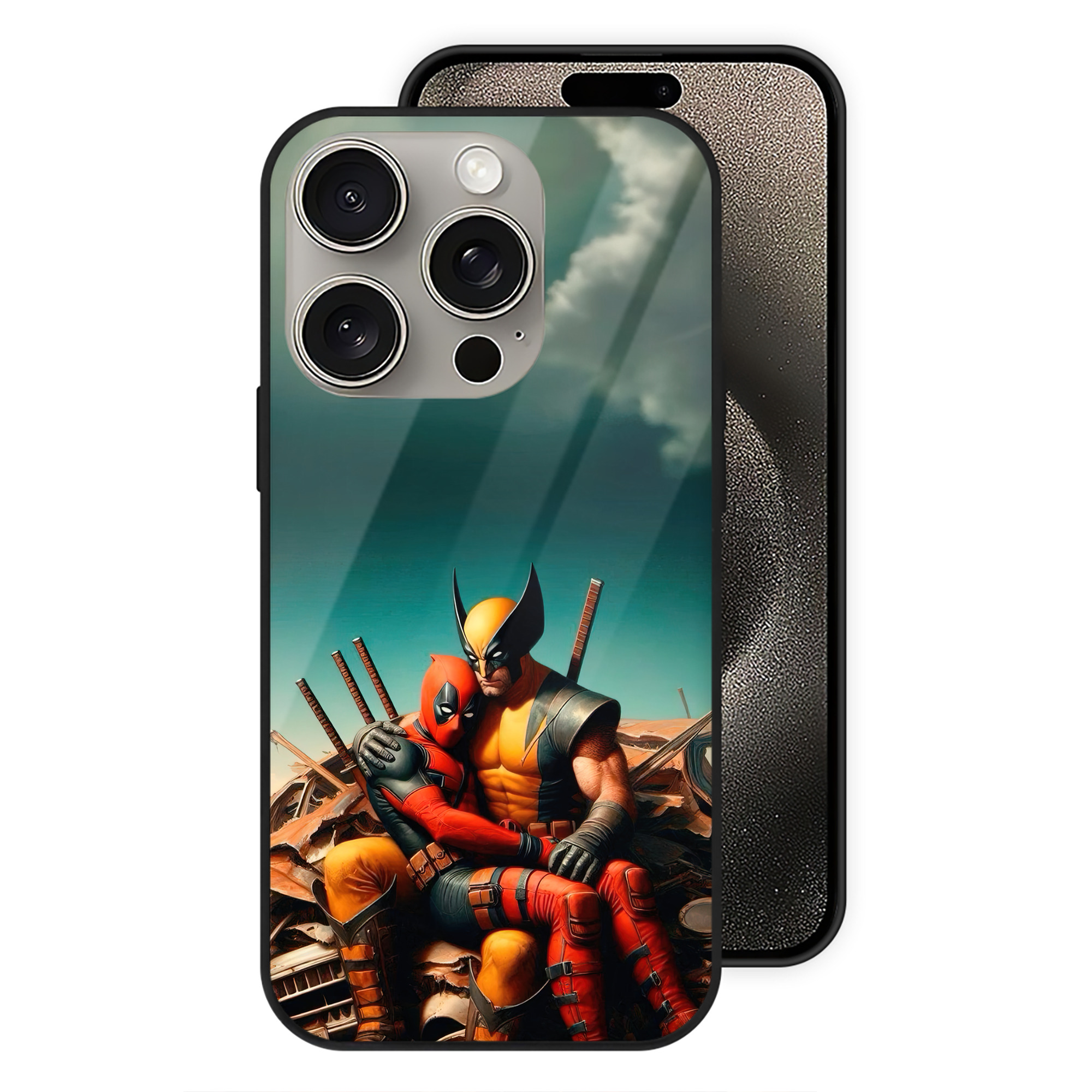 （画像用） Deadpool デッドプール 【iPhone15Pro対応】スマホケース 耐衝撃＆黄変防止 背面ガラス