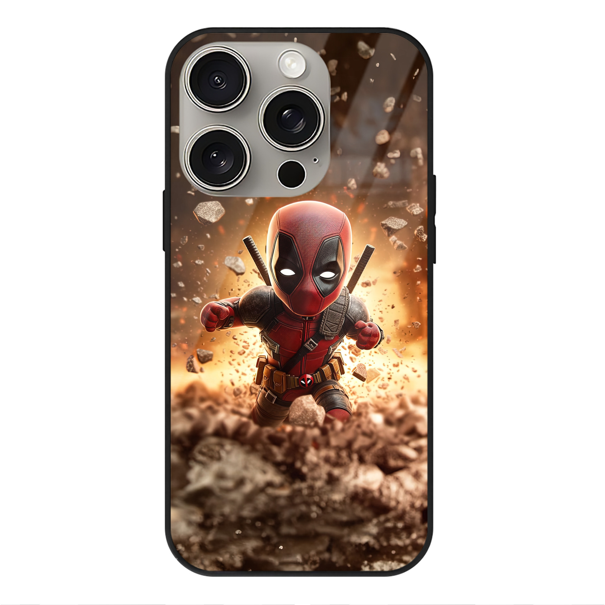 （画像用） Deadpool デッドプール 【iPhone15Pro対応】スマホケース 耐衝撃＆黄変防止 背面ガラス
