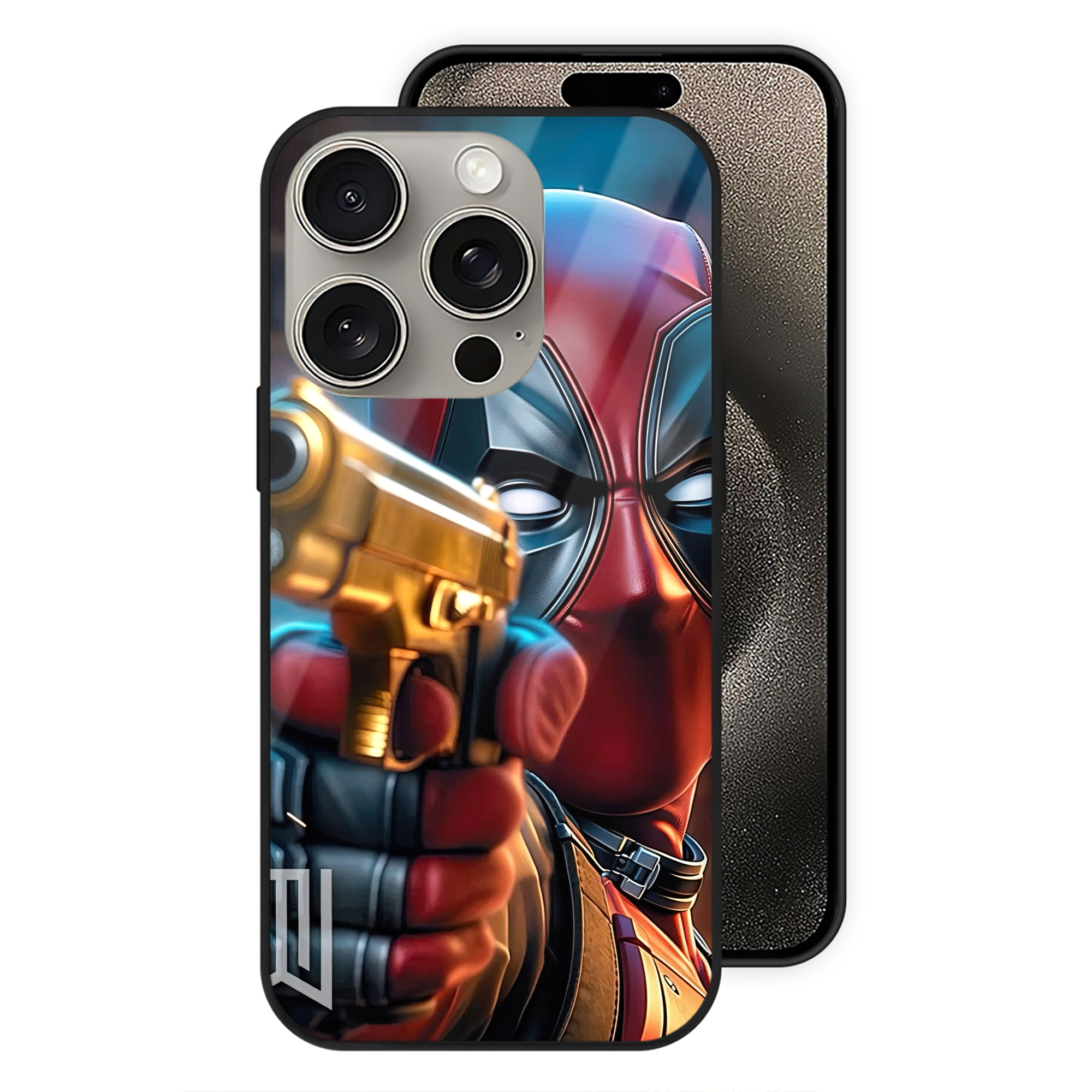 （画像用） Deadpool デッドプール 【iPhone15Pro対応】スマホケース 耐衝撃＆黄変防止 背面ガラス