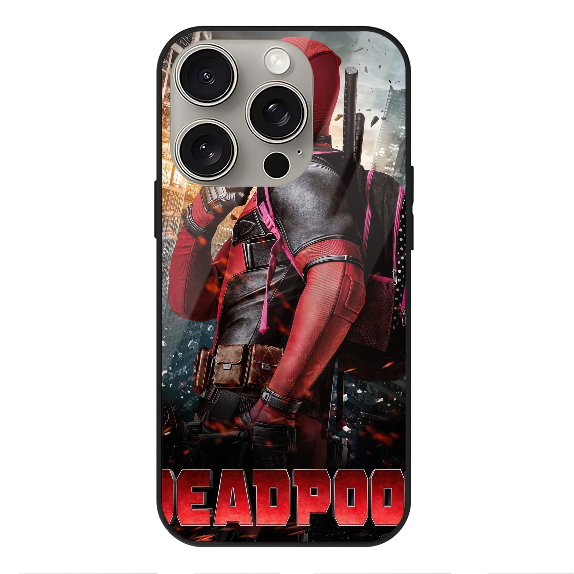 （画像用） Deadpool デッドプール 【iPhone15Pro対応】スマホケース 耐衝撃＆黄変防止 背面ガラス